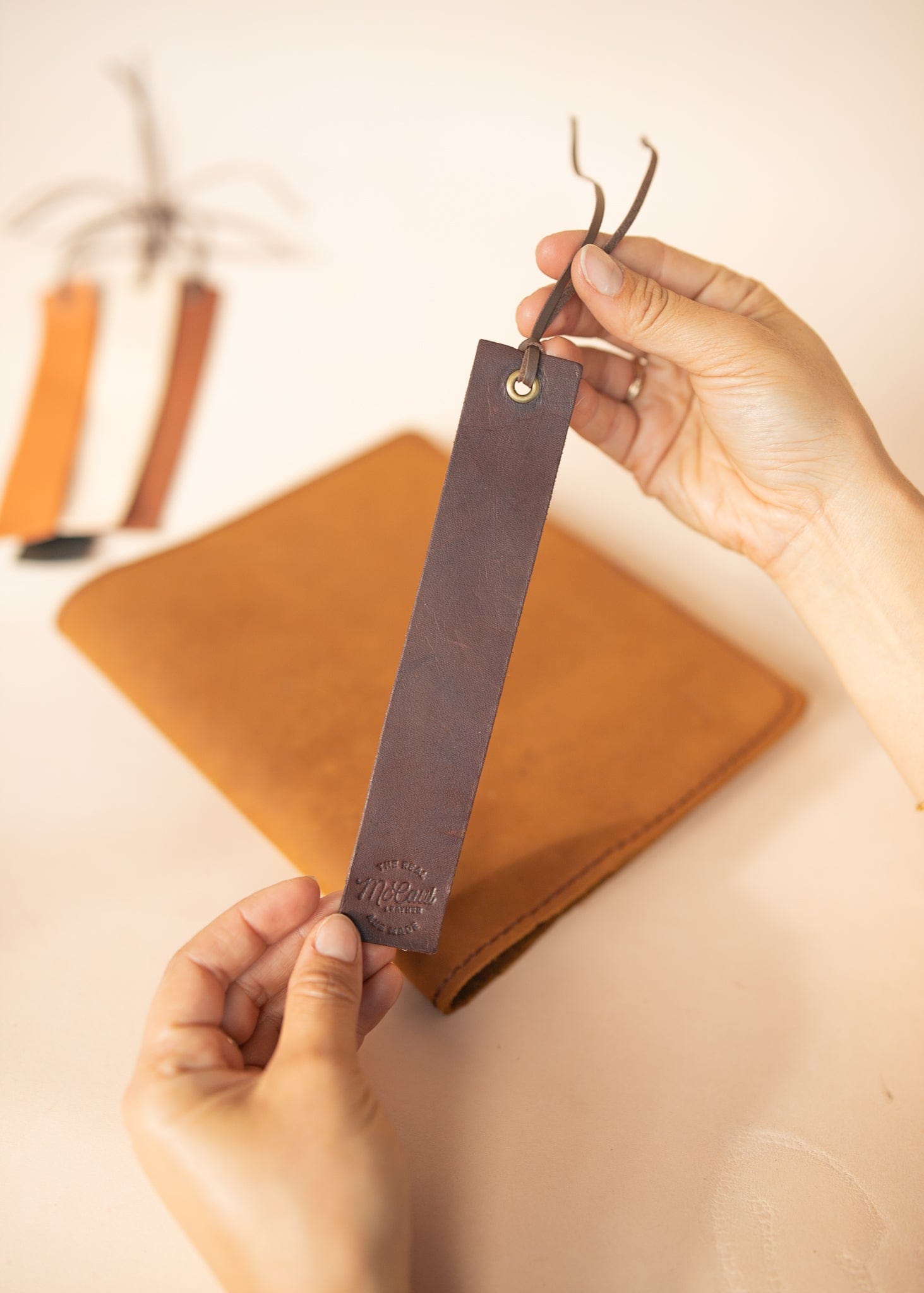 The Real McCaul Leathergoods Dark Brown Bookmark Australian Made Australian Owned Leather Bookmark Handmade in Australia