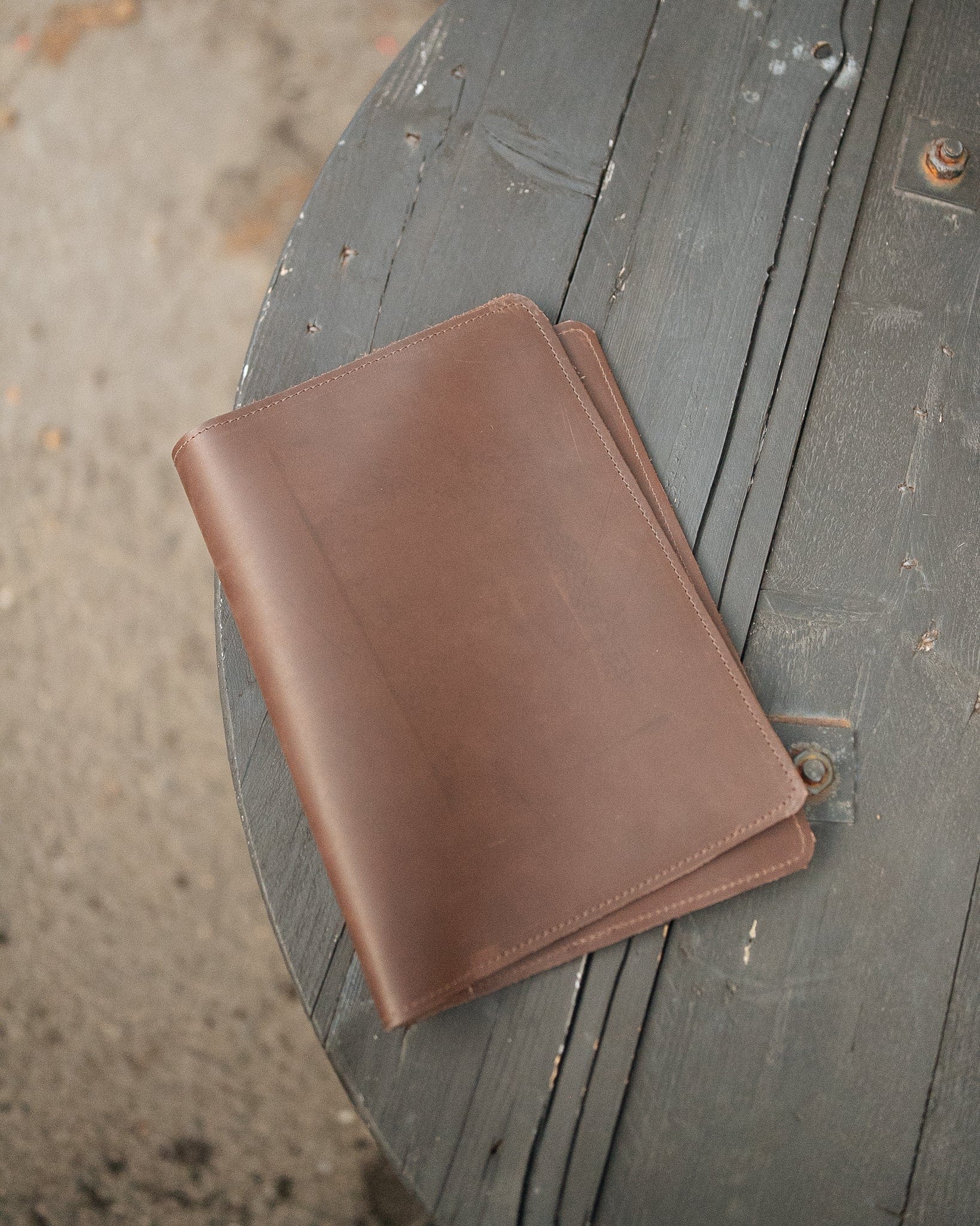 The Real McCaul Leathergoods Dark Brown / Dark A4 Diary Journal Cover Australian Made Australian Owned Leather Rustic Book/Diary Cover Australian Made