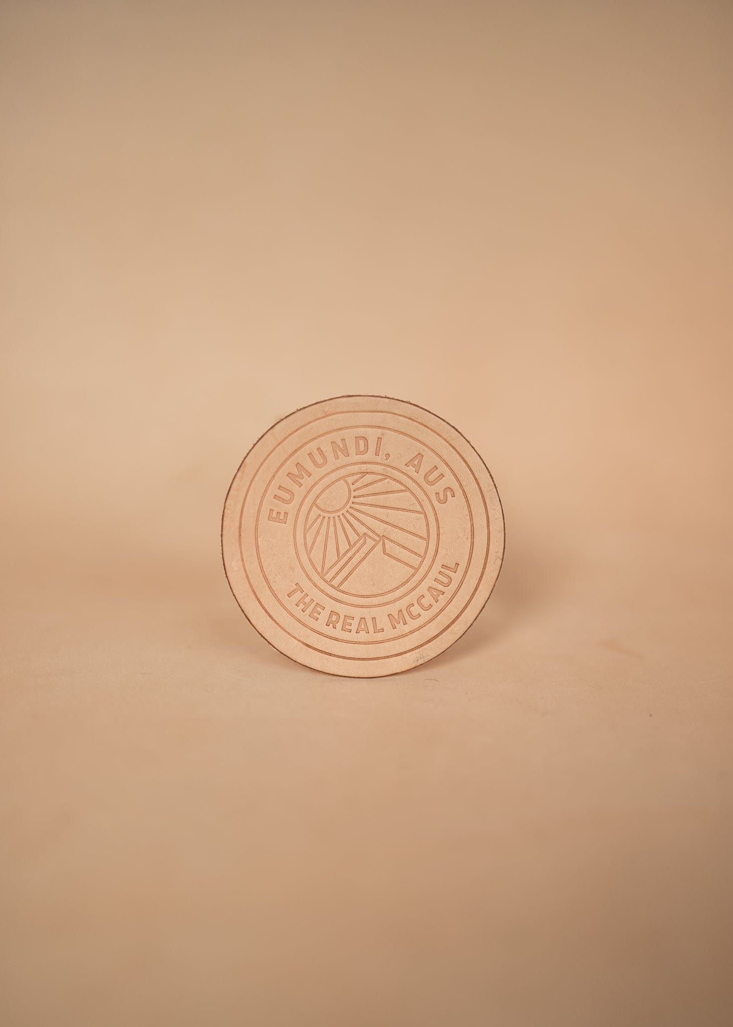 The Real McCaul Leathergoods Gift Natural / Single The Real McCaul Leather Coasters - Eumundi Australian Made Australian Owned Eumundi Leather Coaster Set Made In Australia