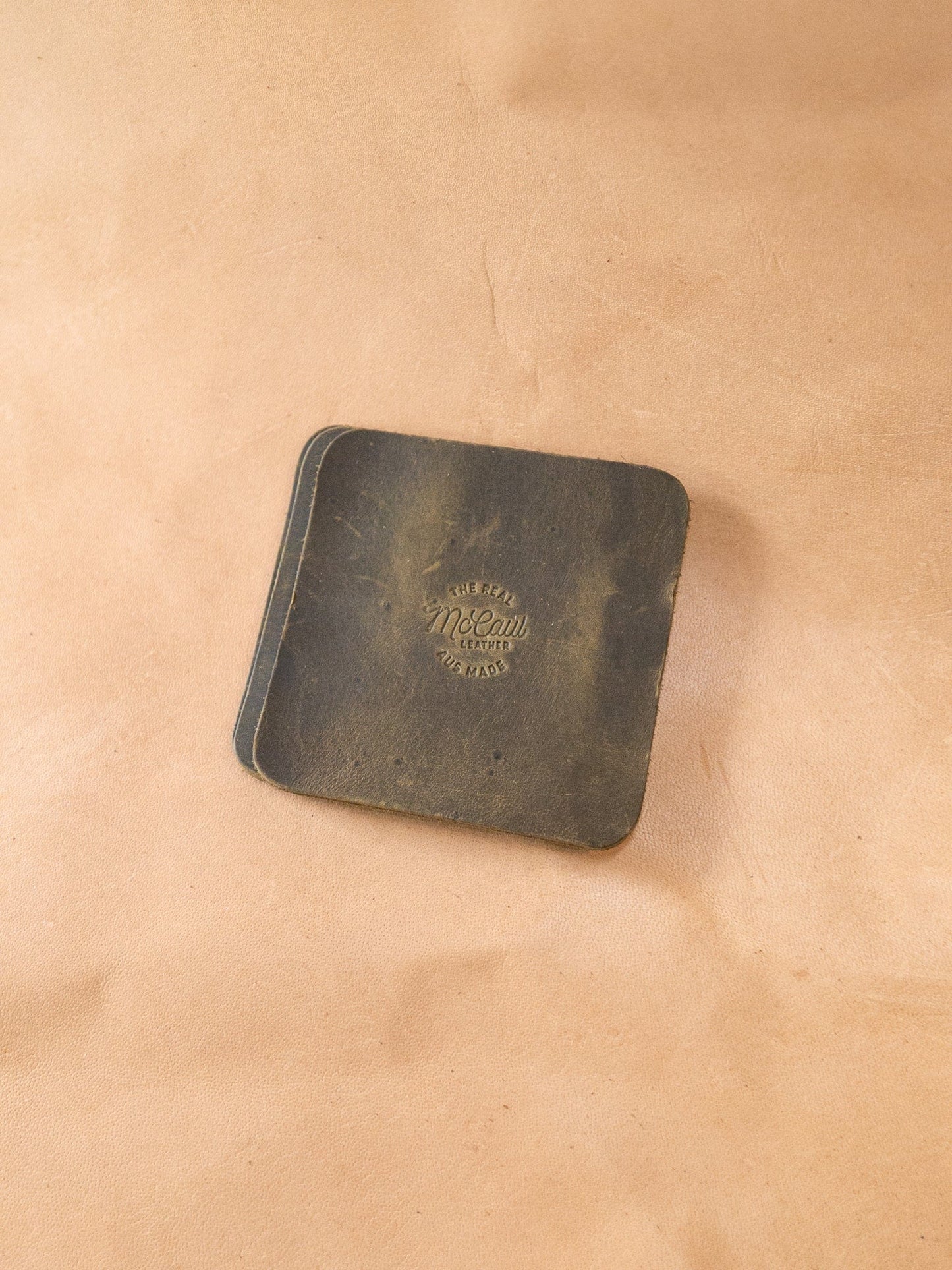 The Real McCaul Leathergoods Gift Rustic Coasters - Square - Set of 6 Australian Made Australian Owned Leather Coaster Set (6) Made In Australia
