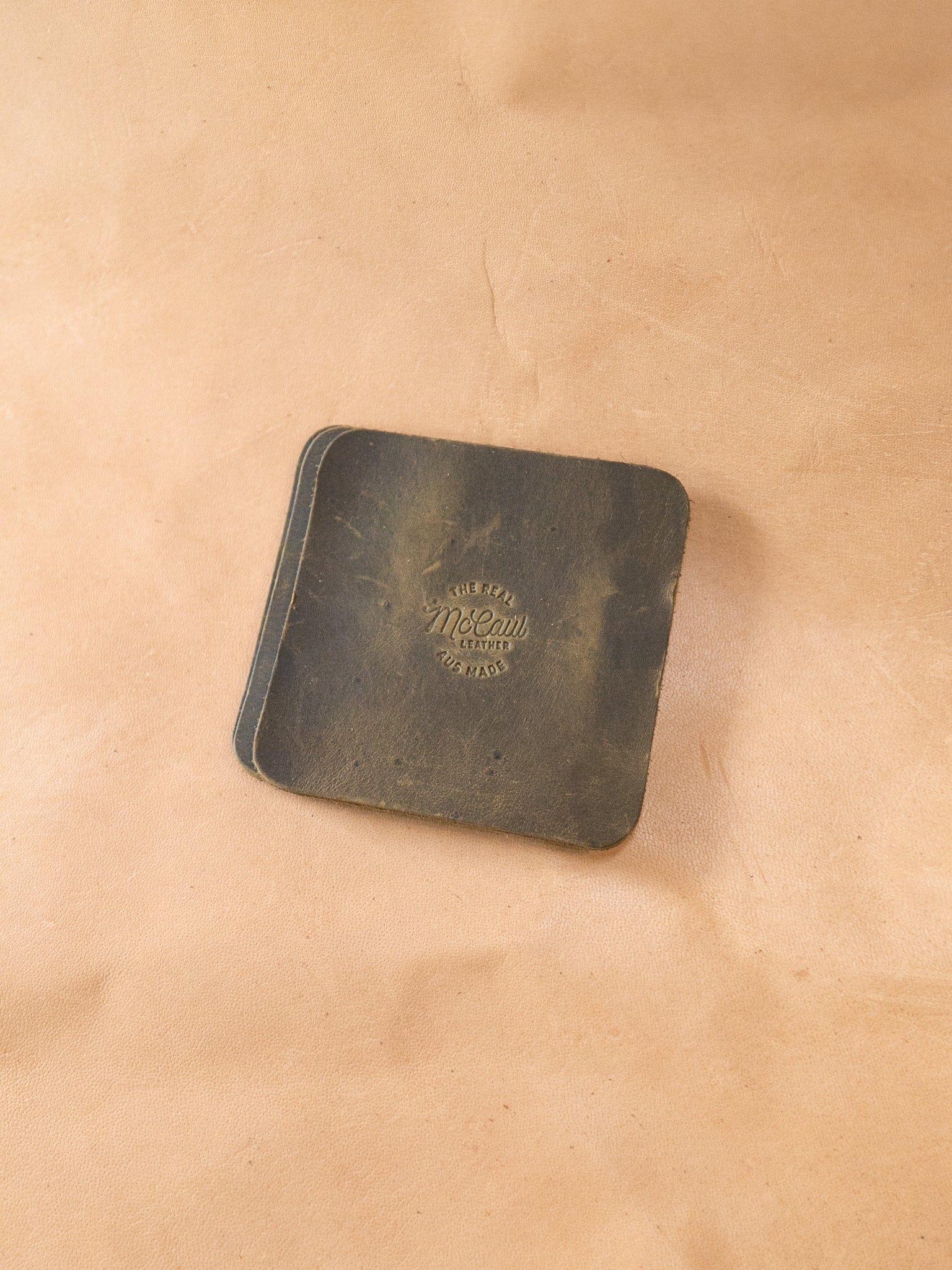 The Real McCaul Leathergoods Gift Rustic Coasters - Square - Set of 6 Australian Made Australian Owned Leather Coaster Set (6) Made In Australia