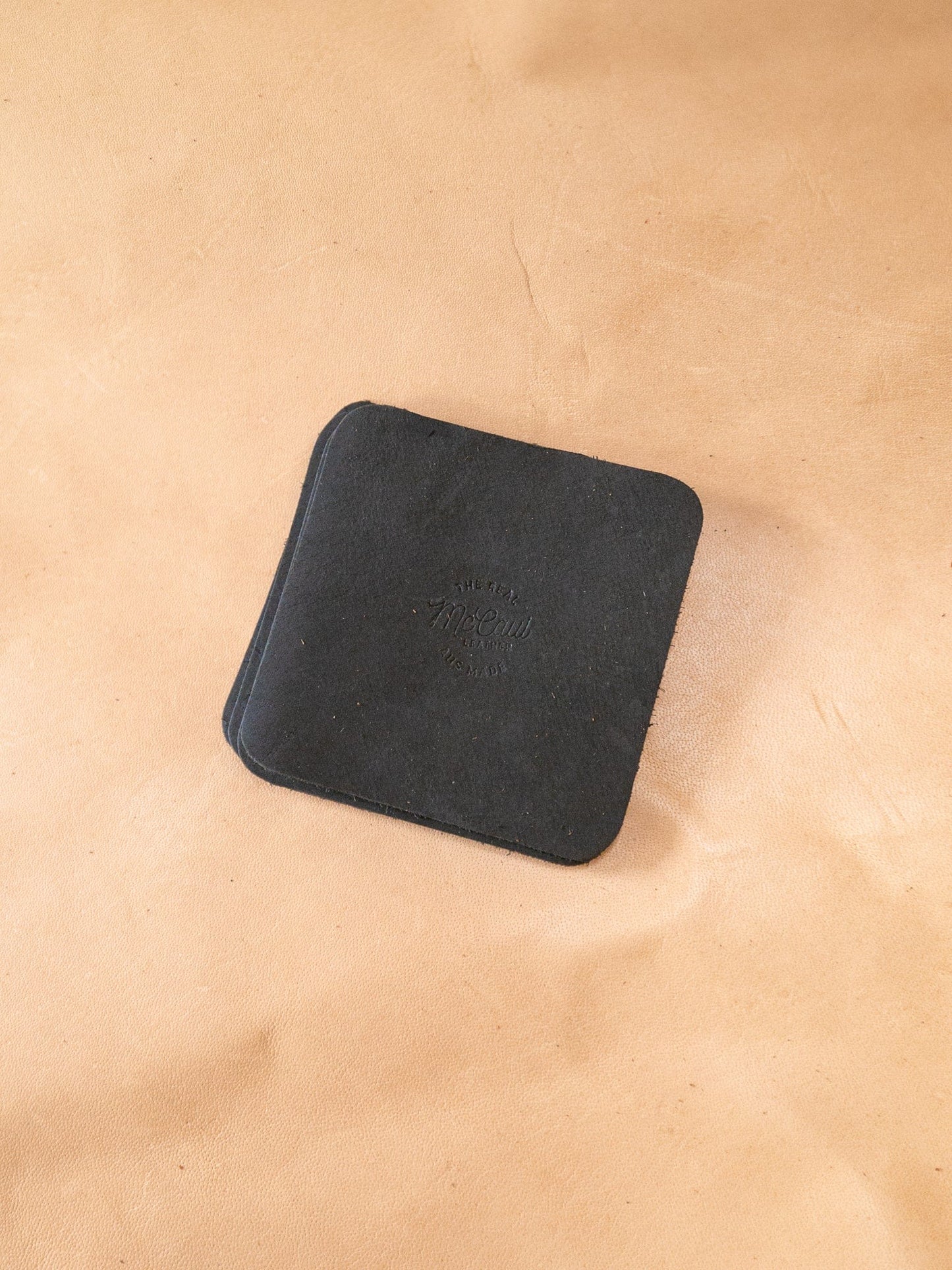 The Real McCaul Leathergoods Gift Rustic Coasters - Square - Set of 6 Australian Made Australian Owned Leather Coaster Set (6) Made In Australia