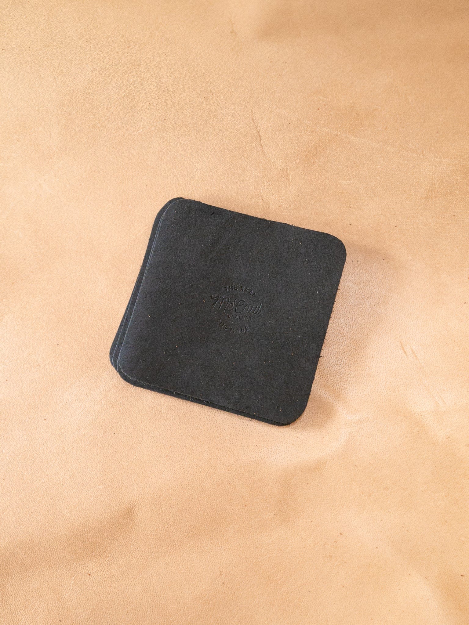 The Real McCaul Leathergoods Gift Rustic Coasters - Square - Set of 6 Australian Made Australian Owned Leather Coaster Set (6) Made In Australia