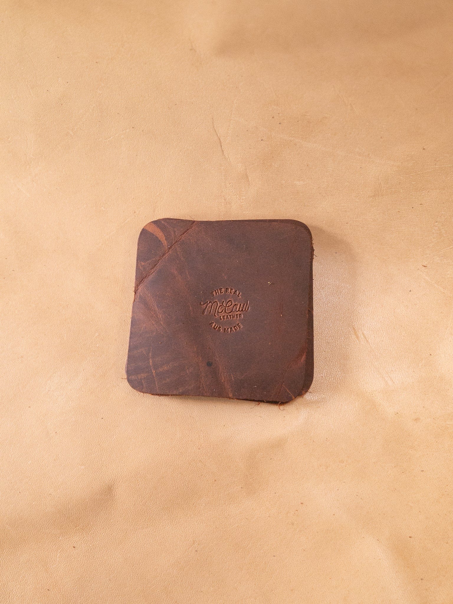 The Real McCaul Leathergoods Gift Rustic Coasters - Square - Set of 6 Australian Made Australian Owned Leather Coaster Set (6) Made In Australia