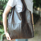 The Real McCaul Leathergoods Handbags Dark Brown The Noosa Tote Sling Bag Australian Made Australian Owned Slouch Tote Bag Leather Made In Australia 