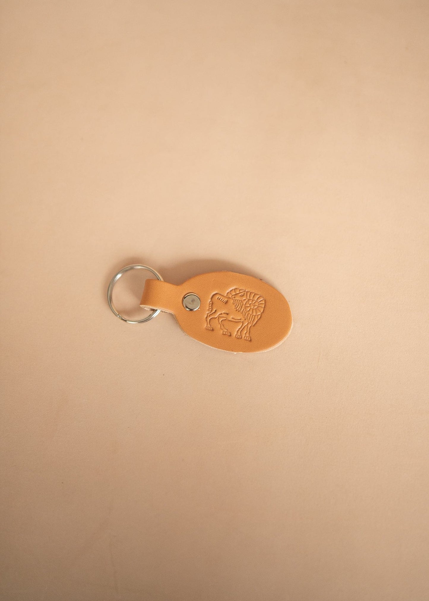 The Real McCaul Leathergoods Keyring Aries Keyring - Zodiac Horoscope Star Sign - Natural Australian Made Australian Owned Horoscope Zodiac Star Sign Keyring Leather Made in Australia