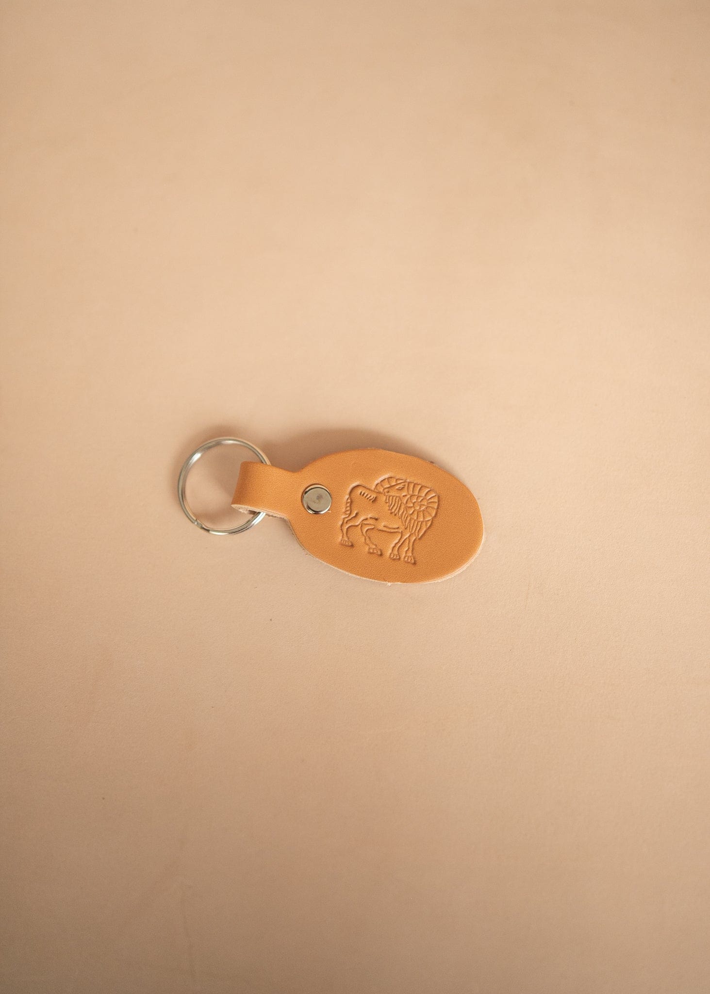 The Real McCaul Leathergoods Keyring Aries Keyring - Zodiac Horoscope Star Sign - Natural Australian Made Australian Owned Horoscope Zodiac Star Sign Keyring Leather Made in Australia