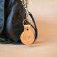 The Real McCaul Leathergoods Keyring Beige / Brass Personalised Initials Keyring Bag Charm - Large Australian Made Australian Owned Personalised Leather Keyring Key Chain Bag Accessory Bag Charm Leather Made in Australia