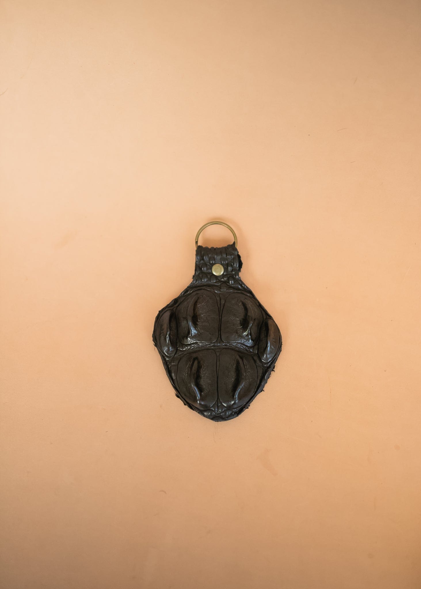 The Real McCaul Leathergoods Keyring Black / Antique Brass / Split Keyring Crocodile Crown Keyring Australian Made Australian Owned Crocodile Key Fob Holder Belt Hook Made In Australia