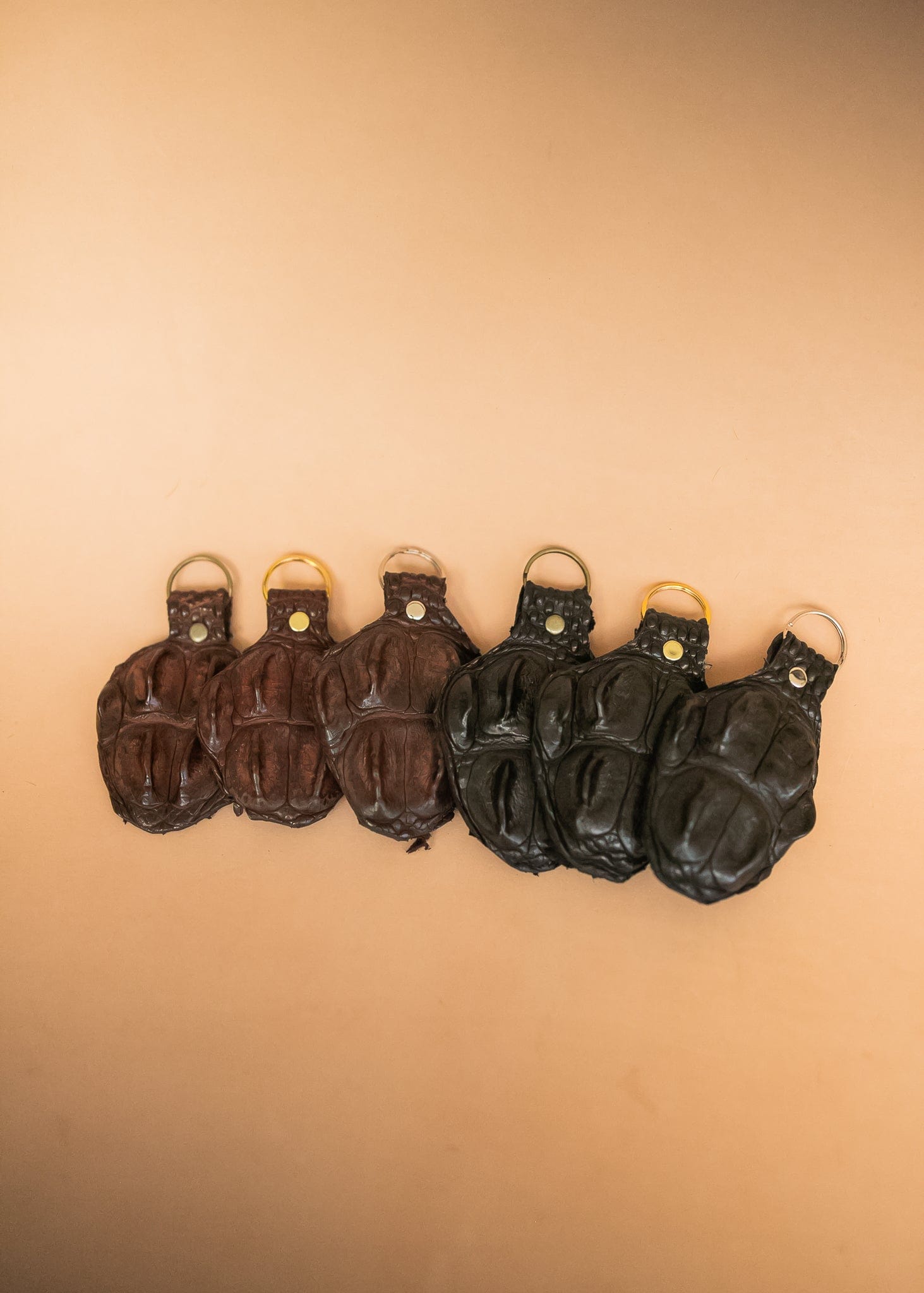The Real McCaul Leathergoods Keyring Black / Gold / Split Keyring Crocodile Crown Keyring Australian Made Australian Owned Crocodile Key Fob Holder Belt Hook Made In Australia