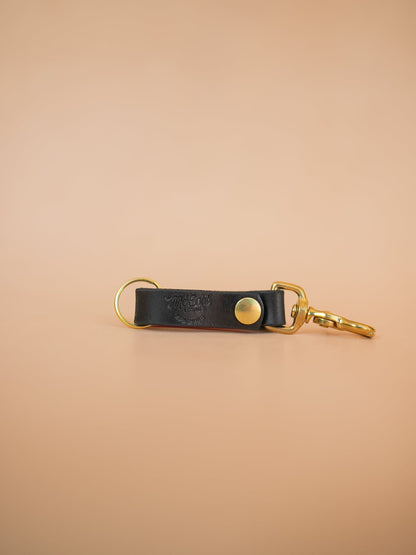 The Real McCaul Leathergoods Keyring Black Mini Belt Loop Key Chain Holder Australian Made Australian Owned Leather Key Fob Holder Belt Hook Made In Australia