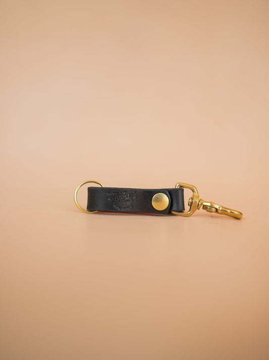 The Real McCaul Leathergoods Keyring Black Mini Belt Loop Key Chain Holder Australian Made Australian Owned Leather Key Fob Holder Belt Hook Made In Australia