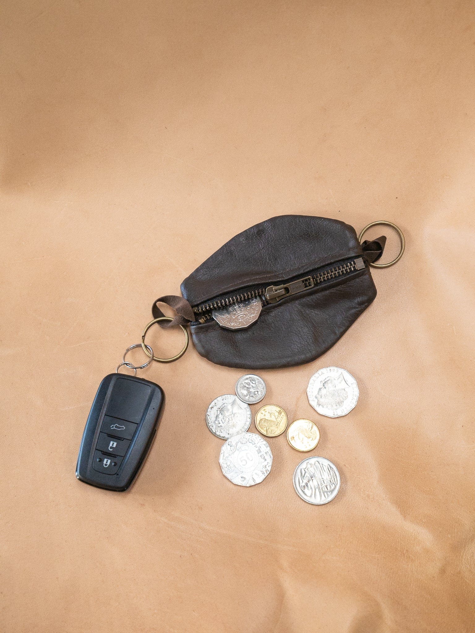 The Real McCaul Leathergoods Keyring Double Sided Key & Coin Pouch - Kangaroo Australian Made Australian Owned Double Sided Key & Coin Pouch- MADE IN AUSTRALIA - Genuine Leather