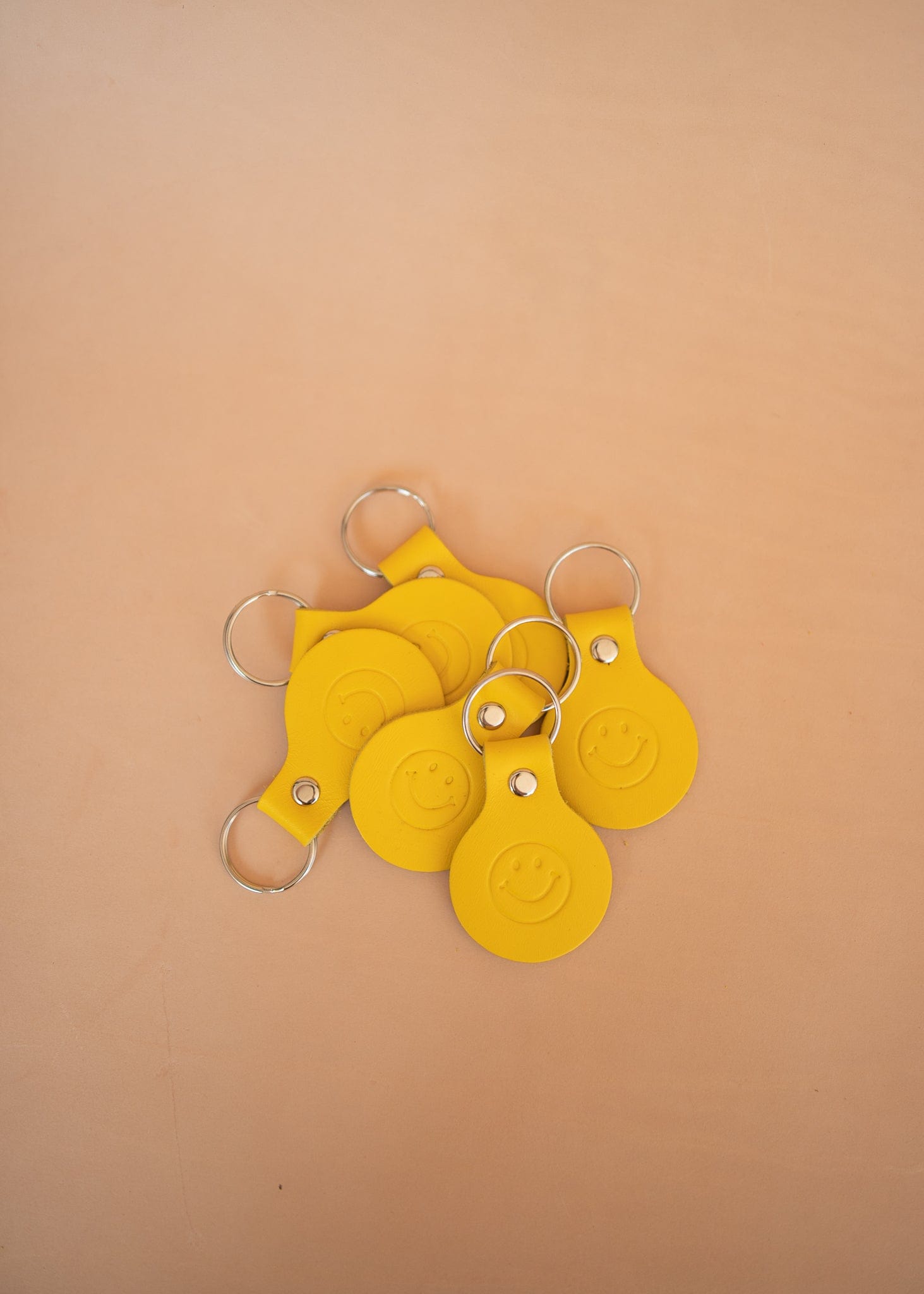 The Real McCaul Leathergoods Keyring Keyring Bag Charm - Smiley Face Australian Made Australian Owned Smiley Face Keyring Key Chain Bag Accessory Bag Charm Leather Made in Australia