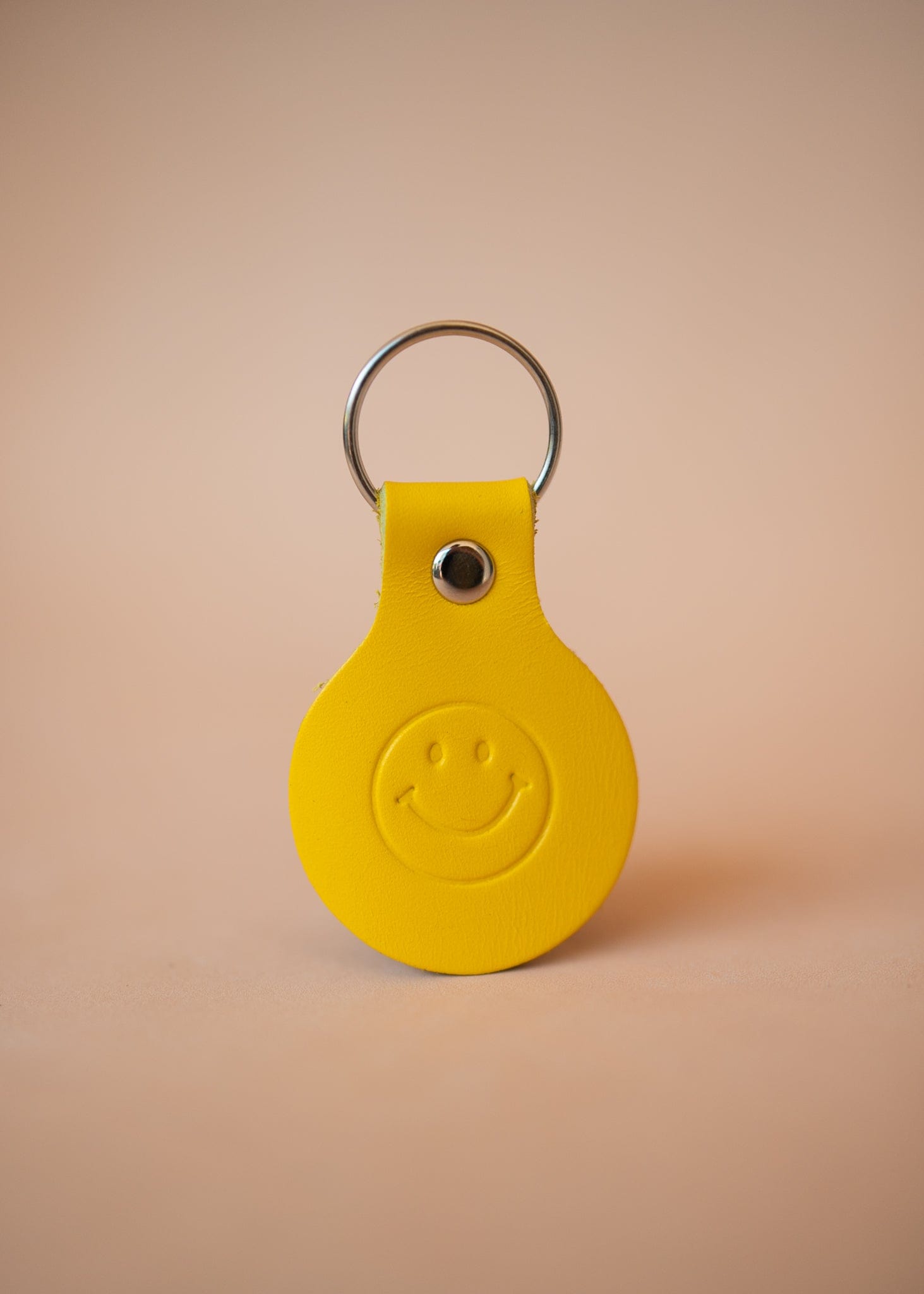 The Real McCaul Leathergoods Keyring Keyring Bag Charm - Smiley Face Australian Made Australian Owned Smiley Face Keyring Key Chain Bag Accessory Bag Charm Leather Made in Australia