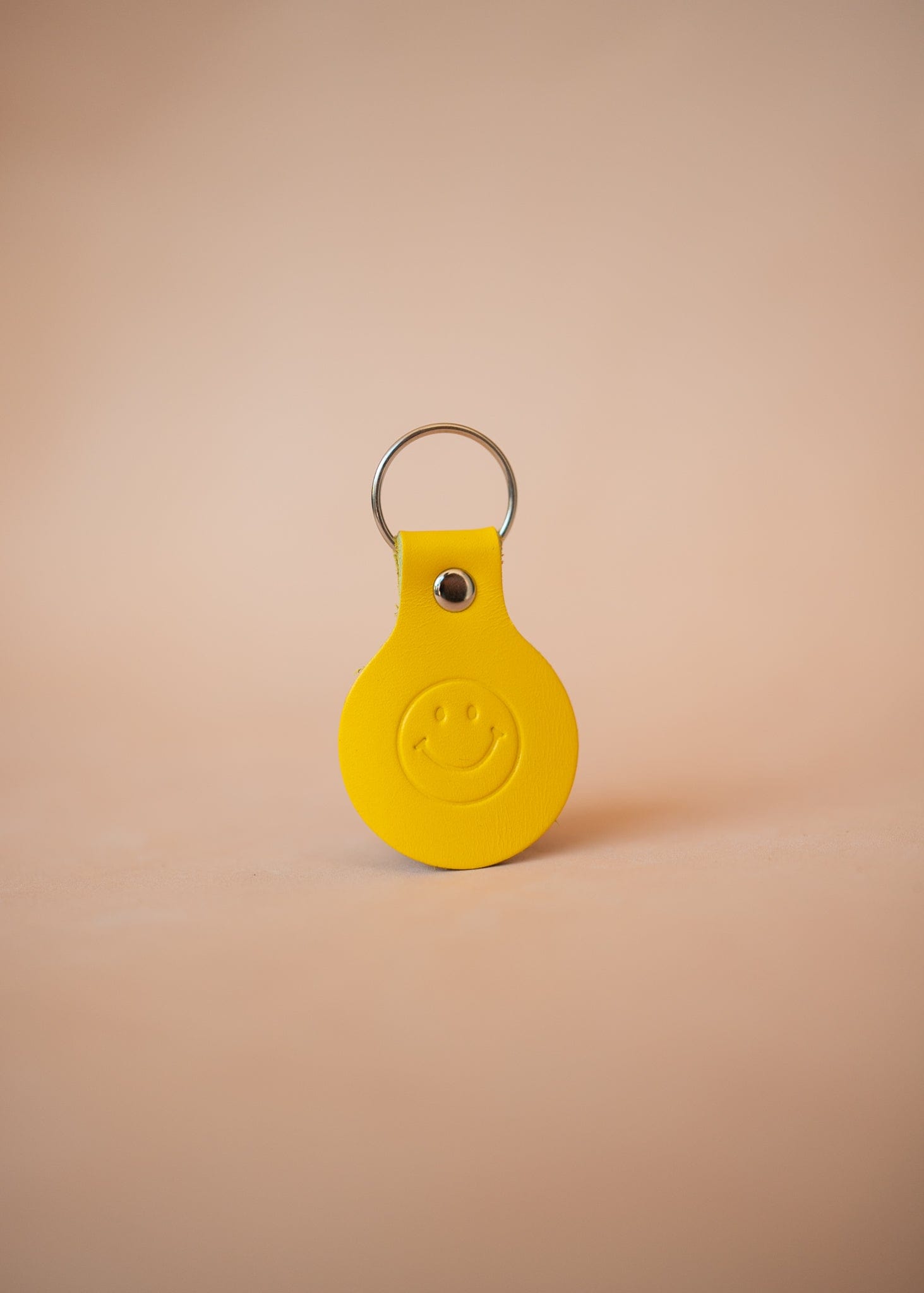 The Real McCaul Leathergoods Keyring Keyring Bag Charm - Smiley Face Australian Made Australian Owned Smiley Face Keyring Key Chain Bag Accessory Bag Charm Leather Made in Australia