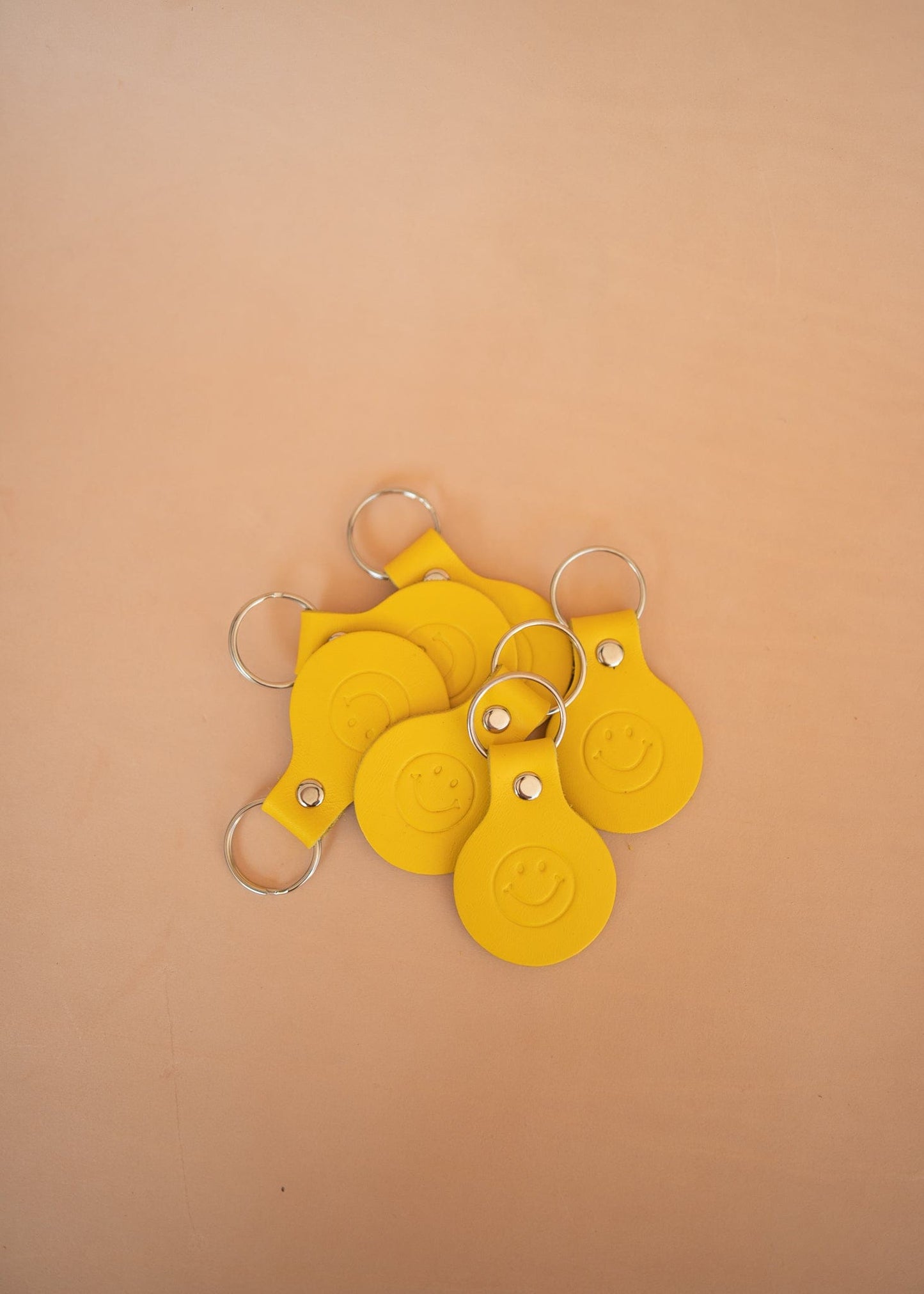 The Real McCaul Leathergoods Keyring Keyring Bag Charm - Smiley Face Australian Made Australian Owned Smiley Face Keyring Key Chain Bag Accessory Bag Charm Leather Made in Australia