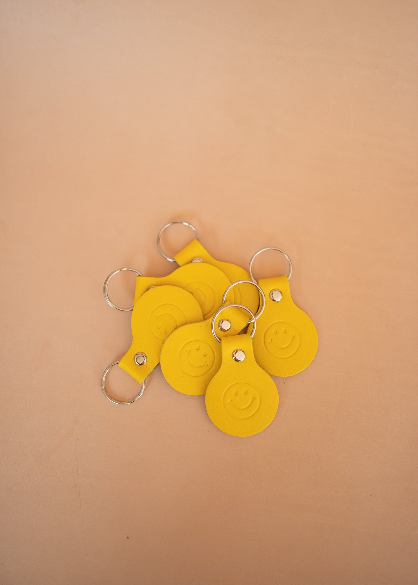 The Real McCaul Leathergoods Keyring Keyring Bag Charm - Smiley Face Australian Made Australian Owned Smiley Face Keyring Key Chain Bag Accessory Bag Charm Leather Made in Australia