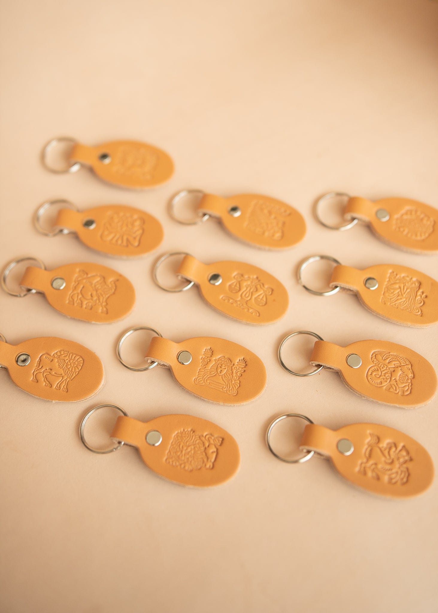 The Real McCaul Leathergoods Keyring Keyring - Zodiac Horoscope Star Sign - Natural Australian Made Australian Owned Horoscope Zodiac Star Sign Keyring Leather Made in Australia