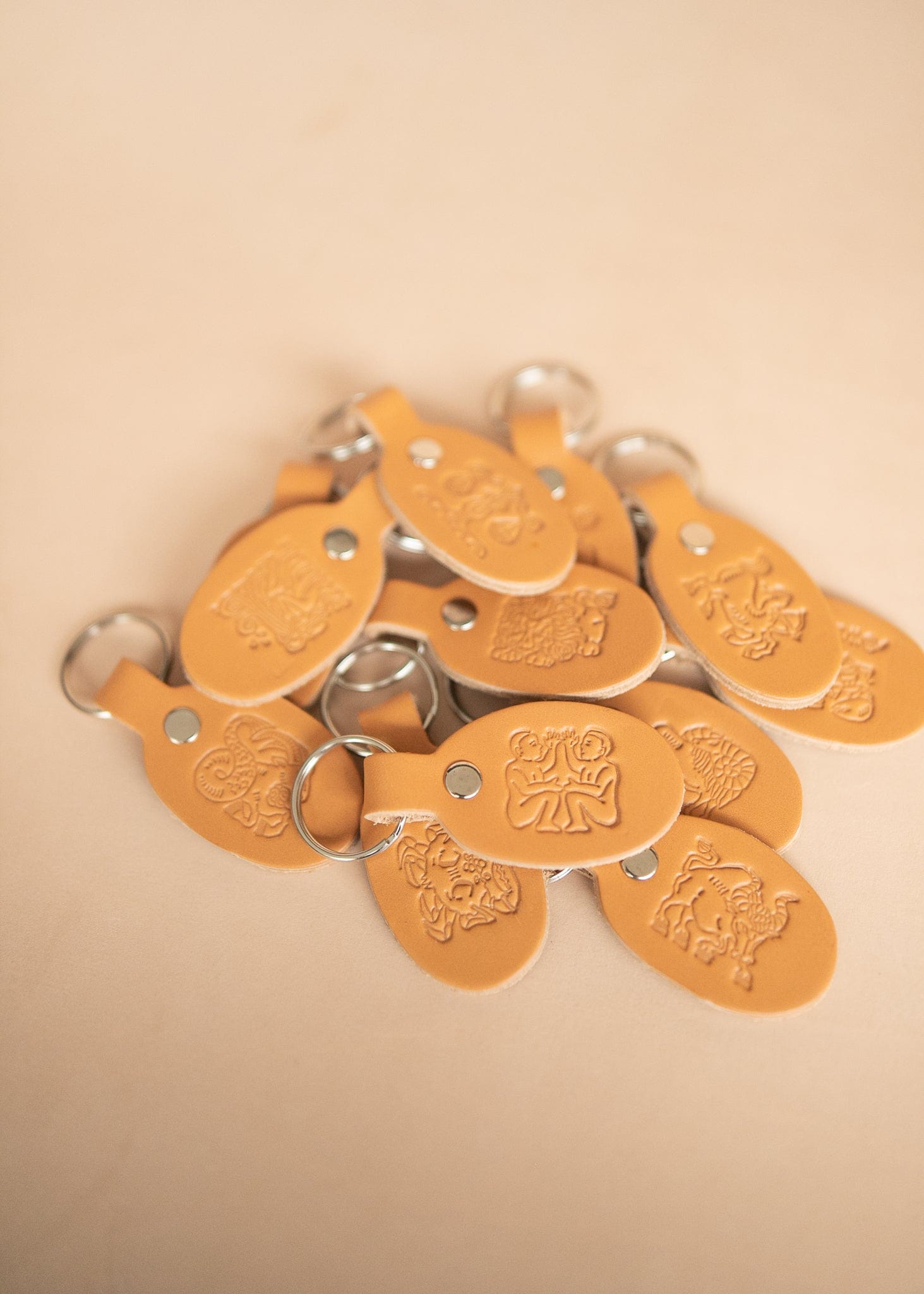 The Real McCaul Leathergoods Keyring Keyring - Zodiac Horoscope Star Sign - Natural Australian Made Australian Owned Horoscope Zodiac Star Sign Keyring Leather Made in Australia