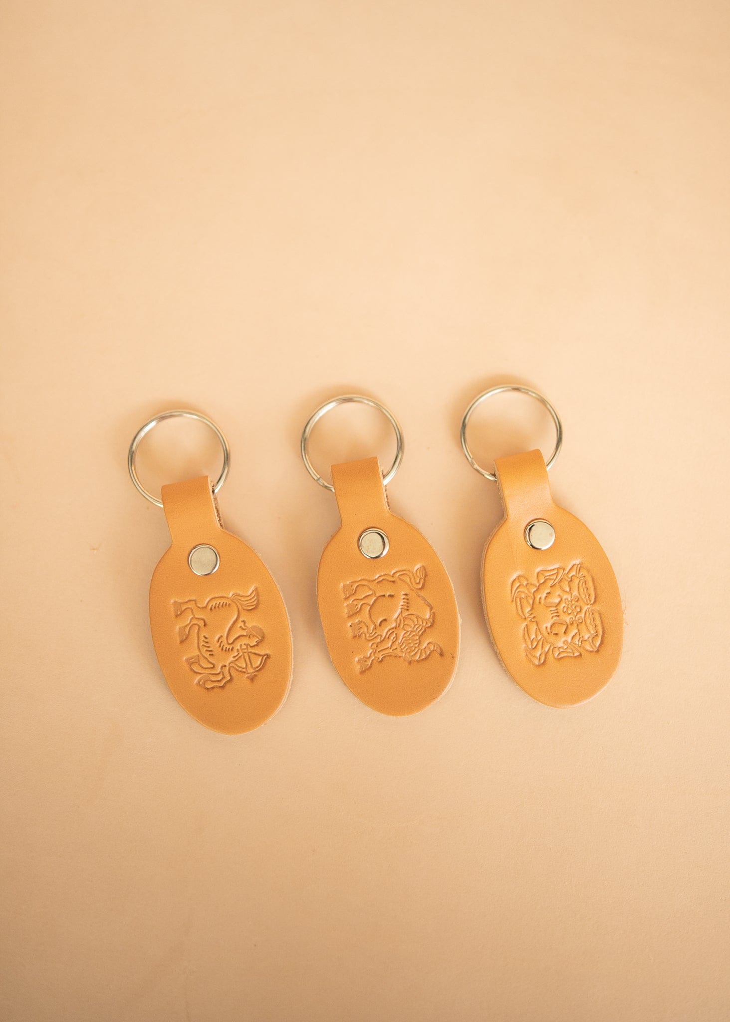 The Real McCaul Leathergoods Keyring Keyring - Zodiac Horoscope Star Sign - Natural Australian Made Australian Owned Horoscope Zodiac Star Sign Keyring Leather Made in Australia