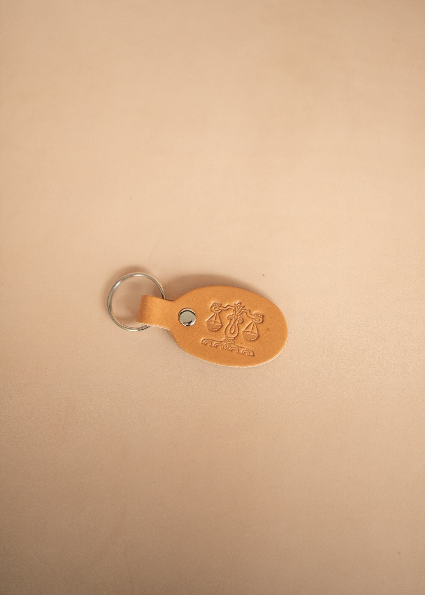 The Real McCaul Leathergoods Keyring Libra Keyring - Zodiac Horoscope Star Sign - Natural Australian Made Australian Owned Horoscope Zodiac Star Sign Keyring Leather Made in Australia