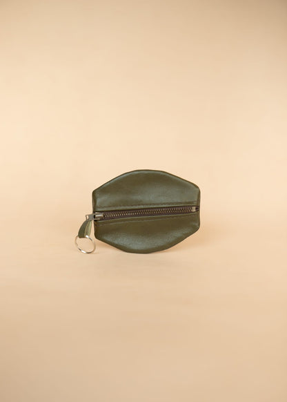 The Real McCaul Leathergoods Keyring Olive Green One Zip Key & Coin Pouch - Kangaroo Australian Made Australian Owned Double Sided Key & Coin Pouch- MADE IN AUSTRALIA - Genuine Leather