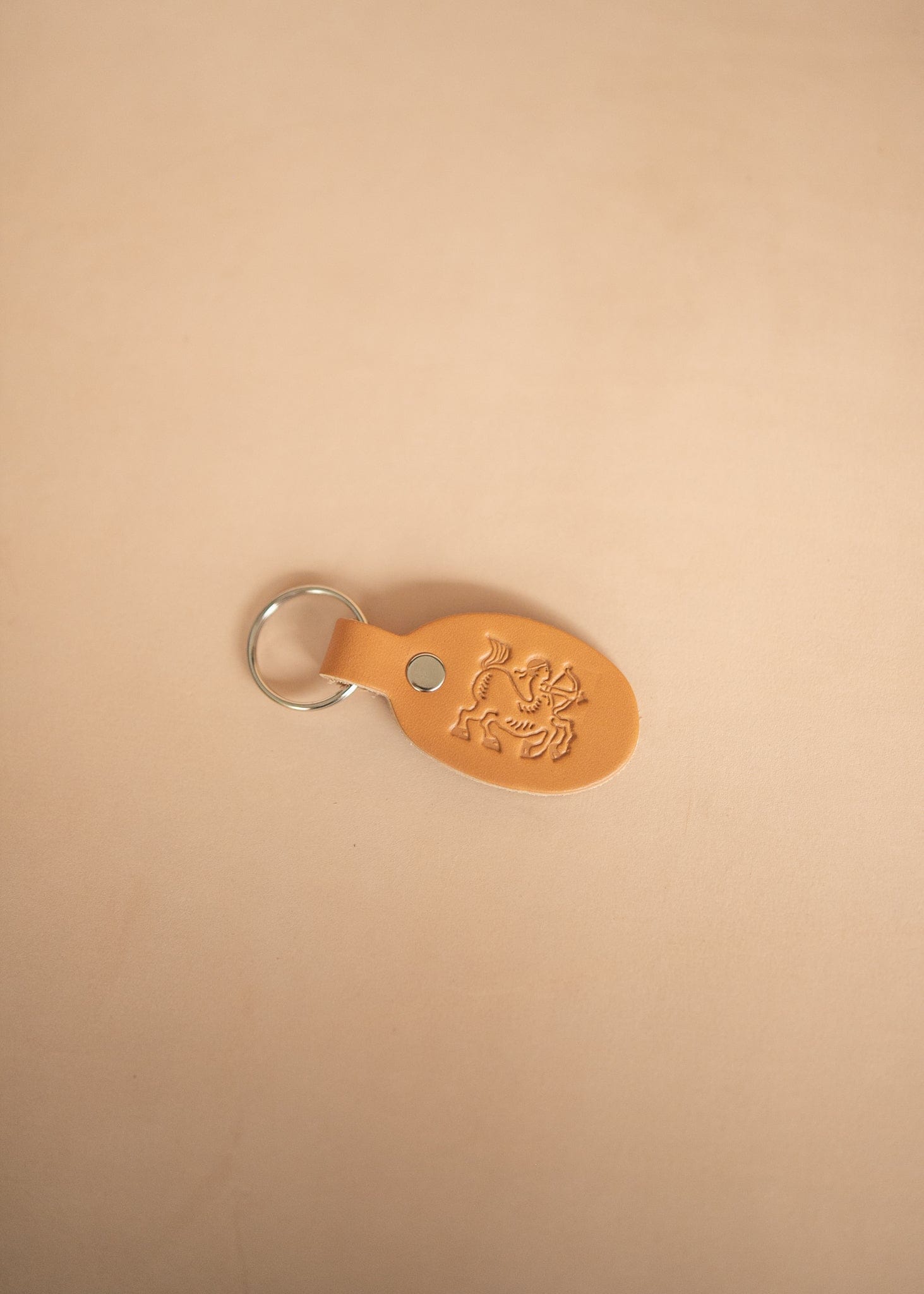 The Real McCaul Leathergoods Keyring Sagittarius Keyring - Zodiac Horoscope Star Sign - Natural Australian Made Australian Owned Horoscope Zodiac Star Sign Keyring Leather Made in Australia