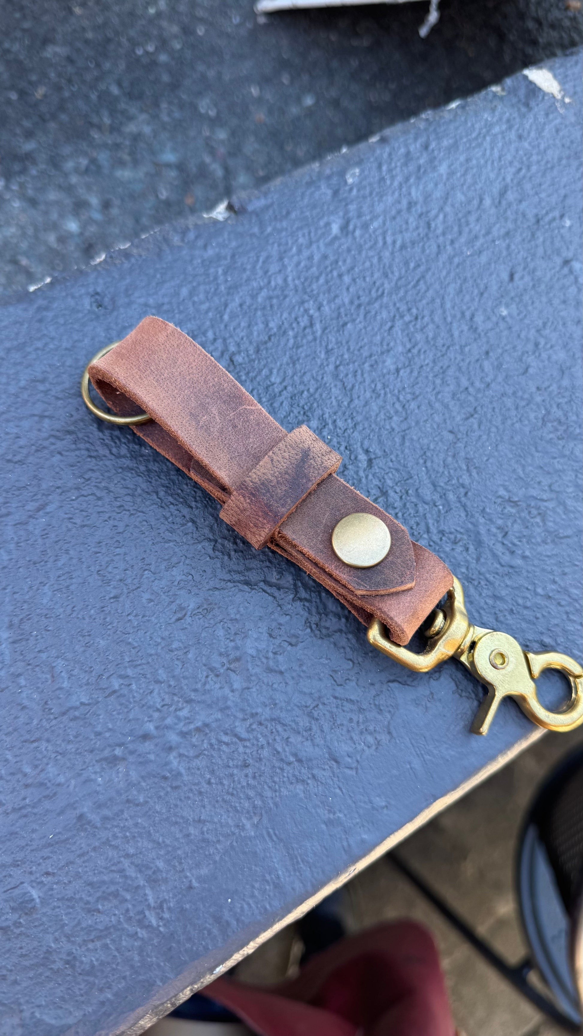 The Real McCaul Leathergoods Keyring Vintage / Silver Belt Loop Key Chain Holder Australian Made Australian Owned Leather Key Fob Holder Belt Hook Made In Australia