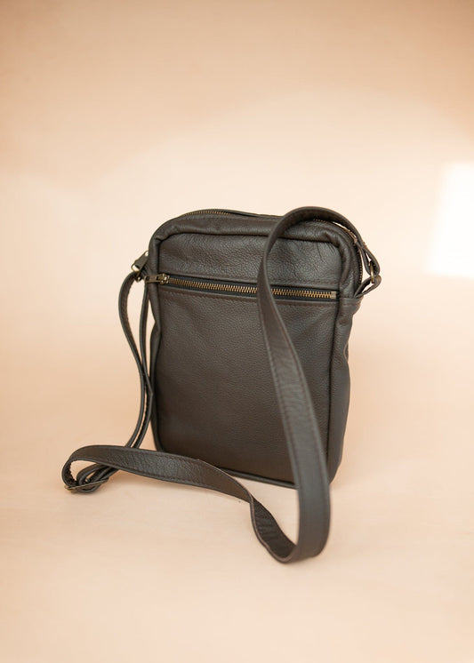 The Real McCaul Leathergoods Manbag Dark Brown Charlie Satchel Sidebag - Cowhide Australian Made Australian Owned Charlie Leather Sidebag Satchel Man Bag- Made In Australia