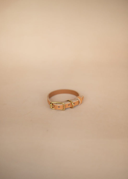 The Real McCaul Leathergoods Pet Collars & Harnesses Classic Dog Collar - 12mm - Natural Australian Made Australian Owned Leather Dog Collar with Brass Fittings- Australian Made