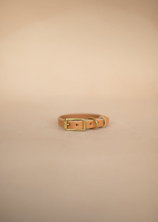 The Real McCaul Leathergoods Pet Collars & Harnesses Classic Dog Collar - 12mm - Natural Australian Made Australian Owned Leather Dog Collar with Brass Fittings- Australian Made