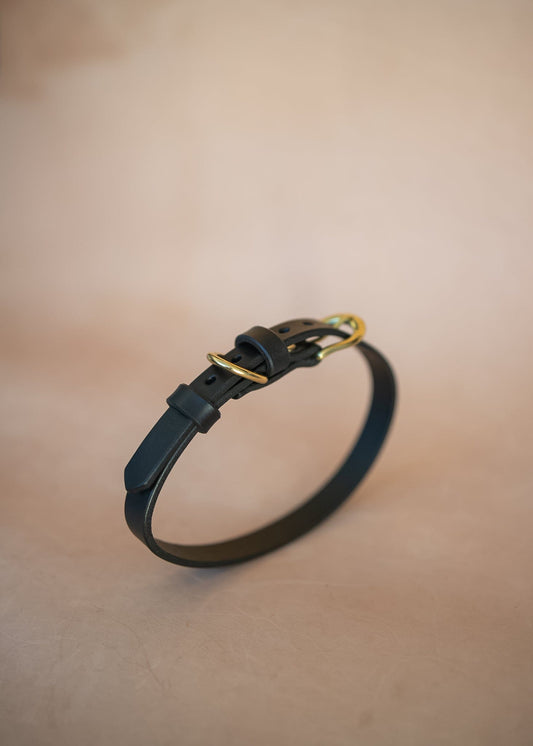 The Real McCaul Leathergoods Pet Collars & Harnesses Classic Dog Collar - 18mm - Black Australian Made Australian Owned Leather Dog Collar with Brass Fittings- Australian Made