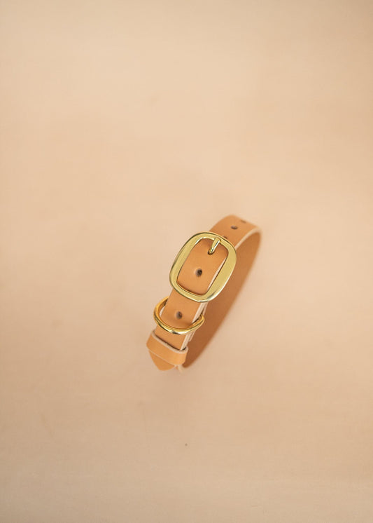 The Real McCaul Leathergoods Pet Collars & Harnesses Classic Dog Collar - 25mm - Natural Australian Made Australian Owned Leather Dog Collar with Brass Fittings- Australian Made