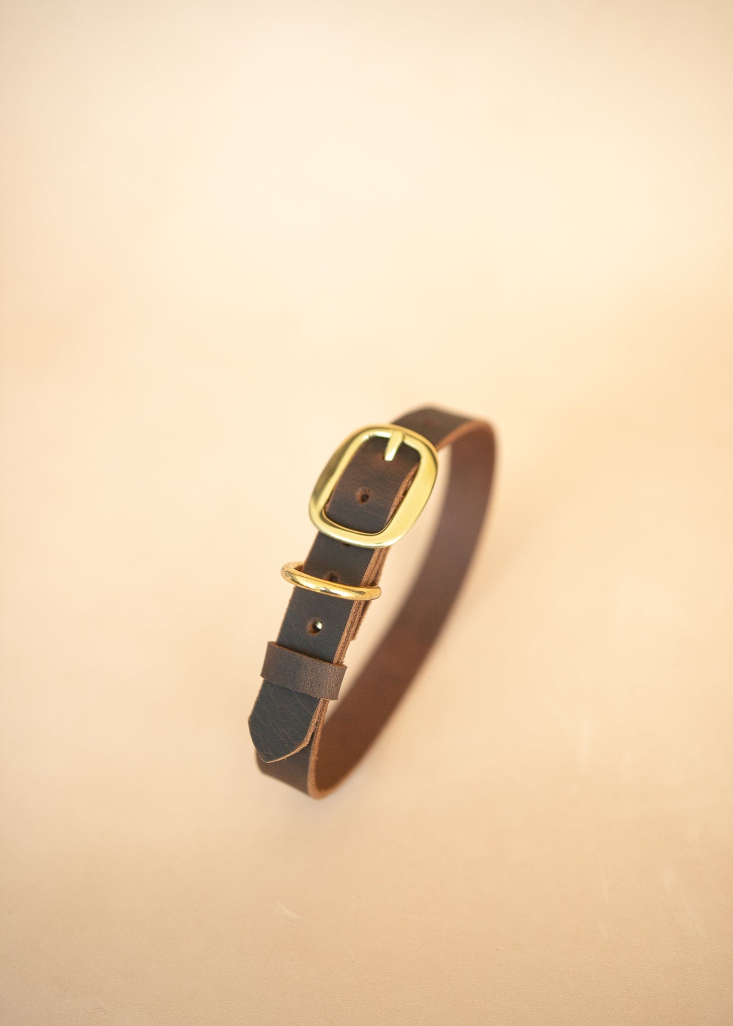 The Real McCaul Leathergoods Pet Collars & Harnesses Classic Dog Collar - 25mm - Vintage Rustic Brown Australian Made Australian Owned Leather Dog Collar with Brass Fittings- Australian Made