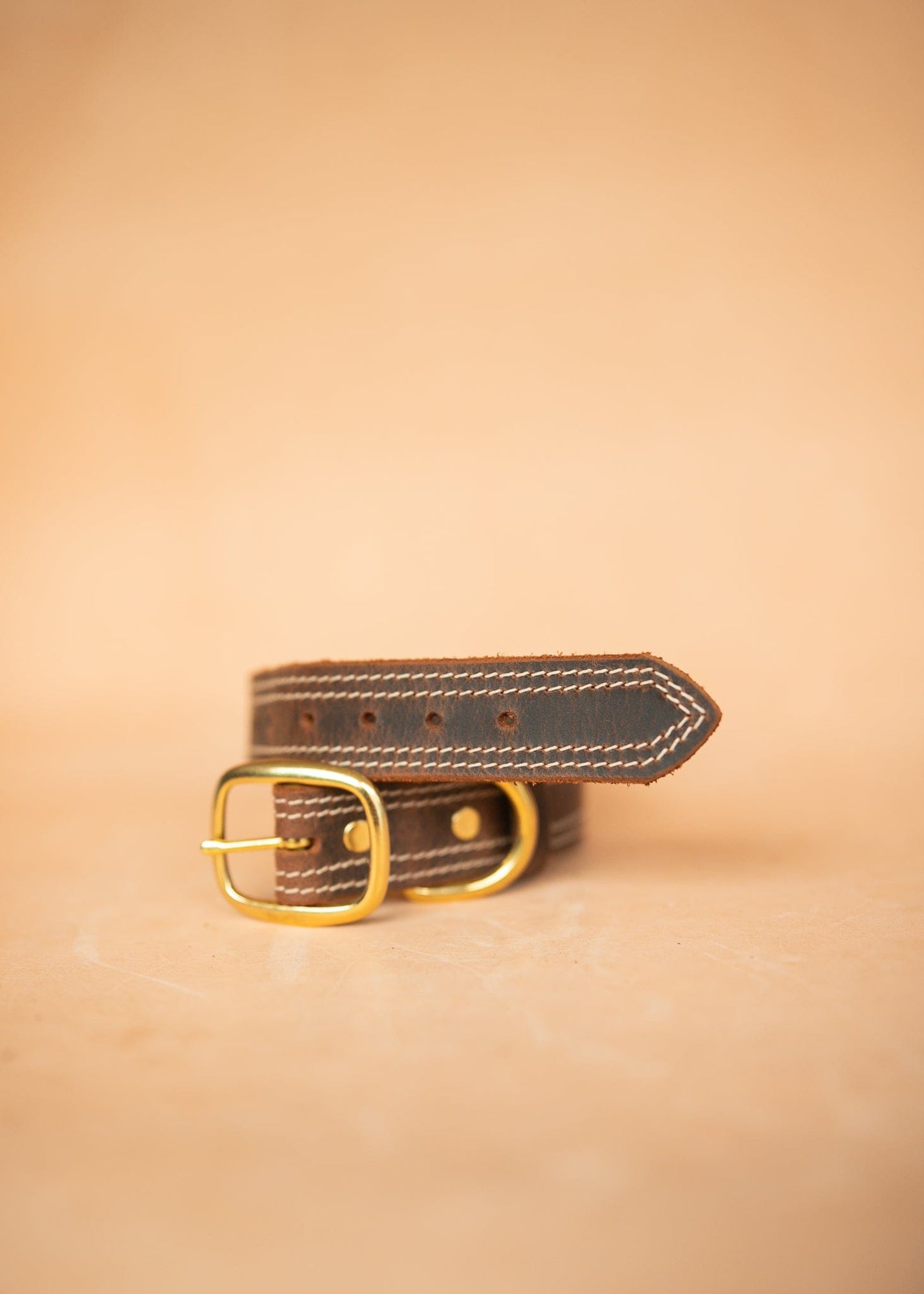 The Real McCaul Leathergoods Pet Collars & Harnesses Frank Dog Collar - 32mm - Rustic Brown Australian Made Australian Owned Leather Dog Collar with Brass Fittings- Australian Made