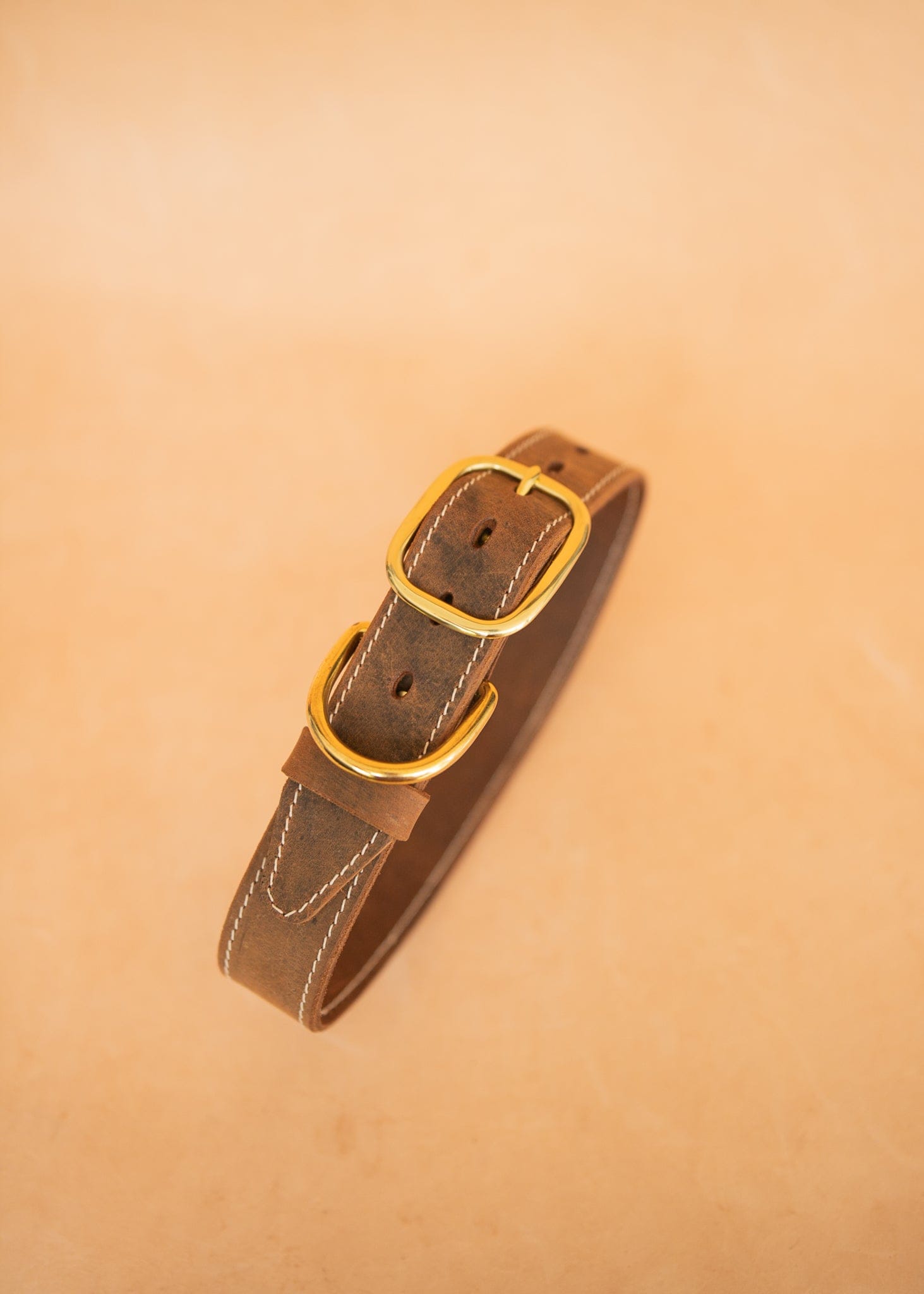 The Real McCaul Leathergoods Pet Collars & Harnesses Rancher Dog Collar - 38mm - Rustic Brown Australian Made Australian Owned Leather Dog Collar with Brass Fittings- Australian Made