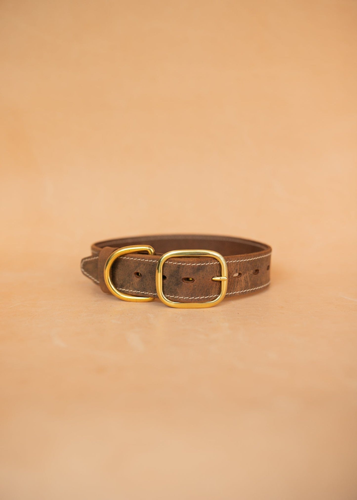 The Real McCaul Leathergoods Pet Collars & Harnesses Rancher Dog Collar - 38mm - Rustic Brown Australian Made Australian Owned Leather Dog Collar with Brass Fittings- Australian Made