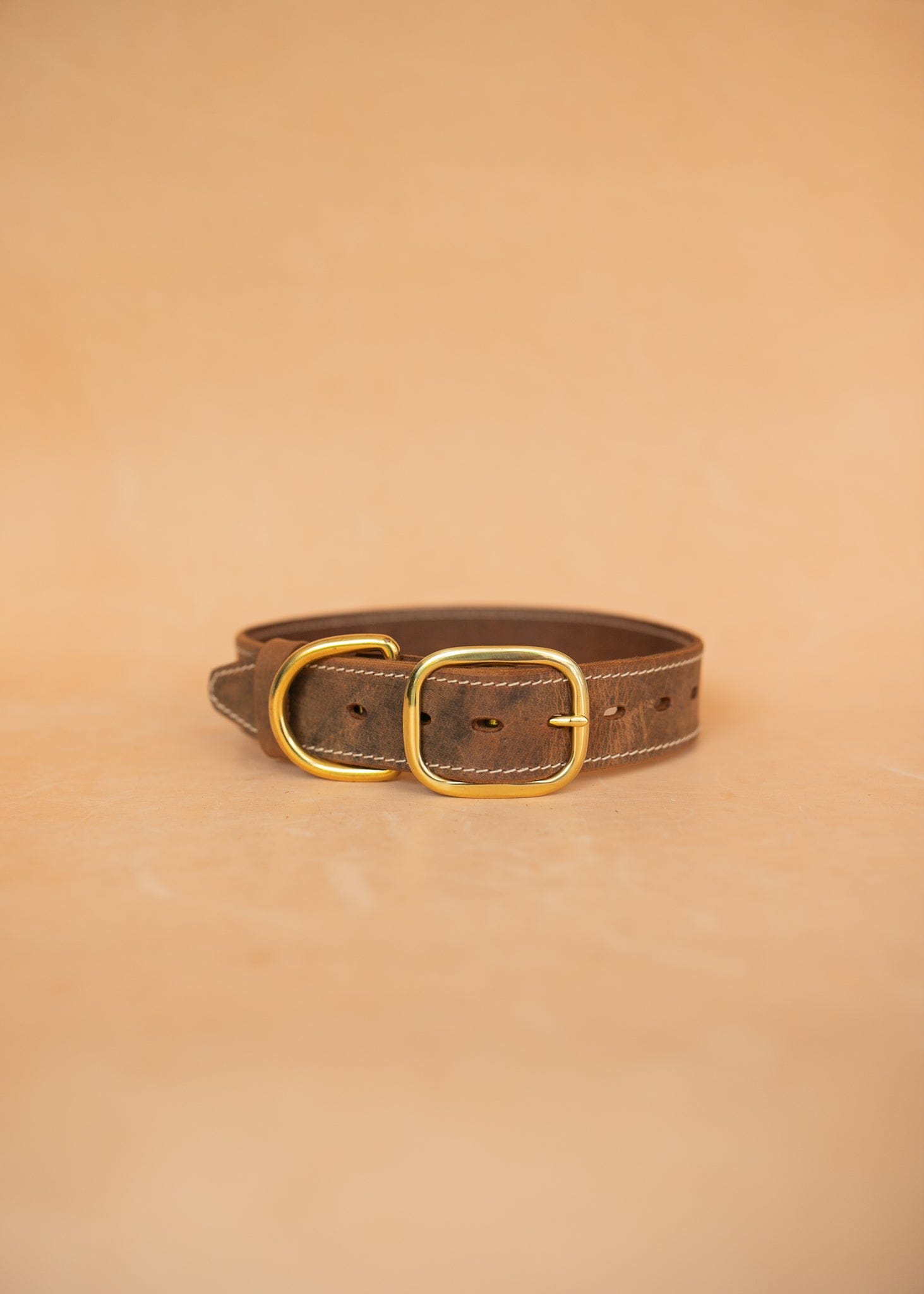 The Real McCaul Leathergoods Pet Collars & Harnesses Rancher Dog Collar - 38mm - Rustic Brown Australian Made Australian Owned Leather Dog Collar with Brass Fittings- Australian Made