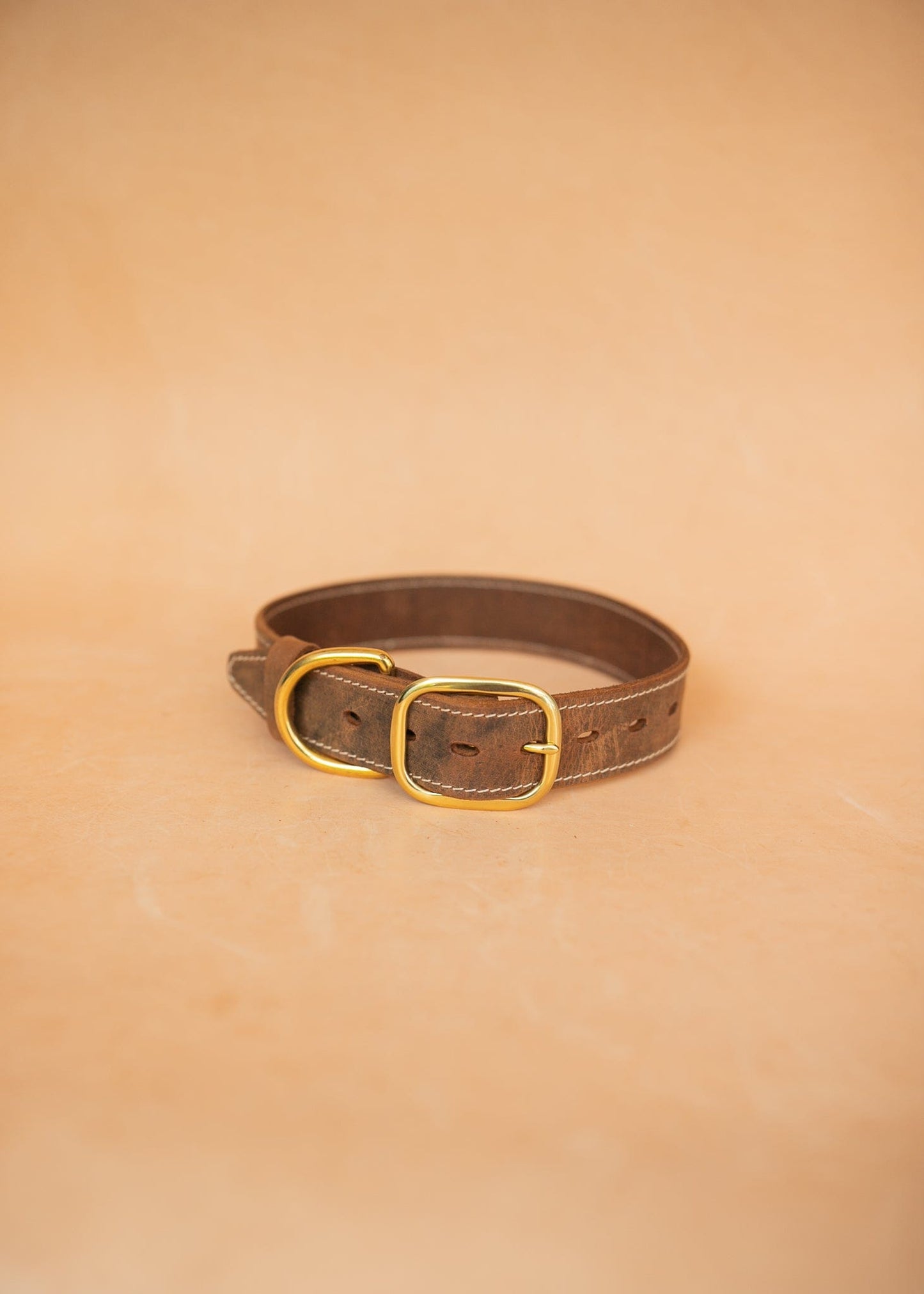 The Real McCaul Leathergoods Pet Collars & Harnesses Rancher Dog Collar - 38mm - Rustic Brown Australian Made Australian Owned Leather Dog Collar with Brass Fittings- Australian Made