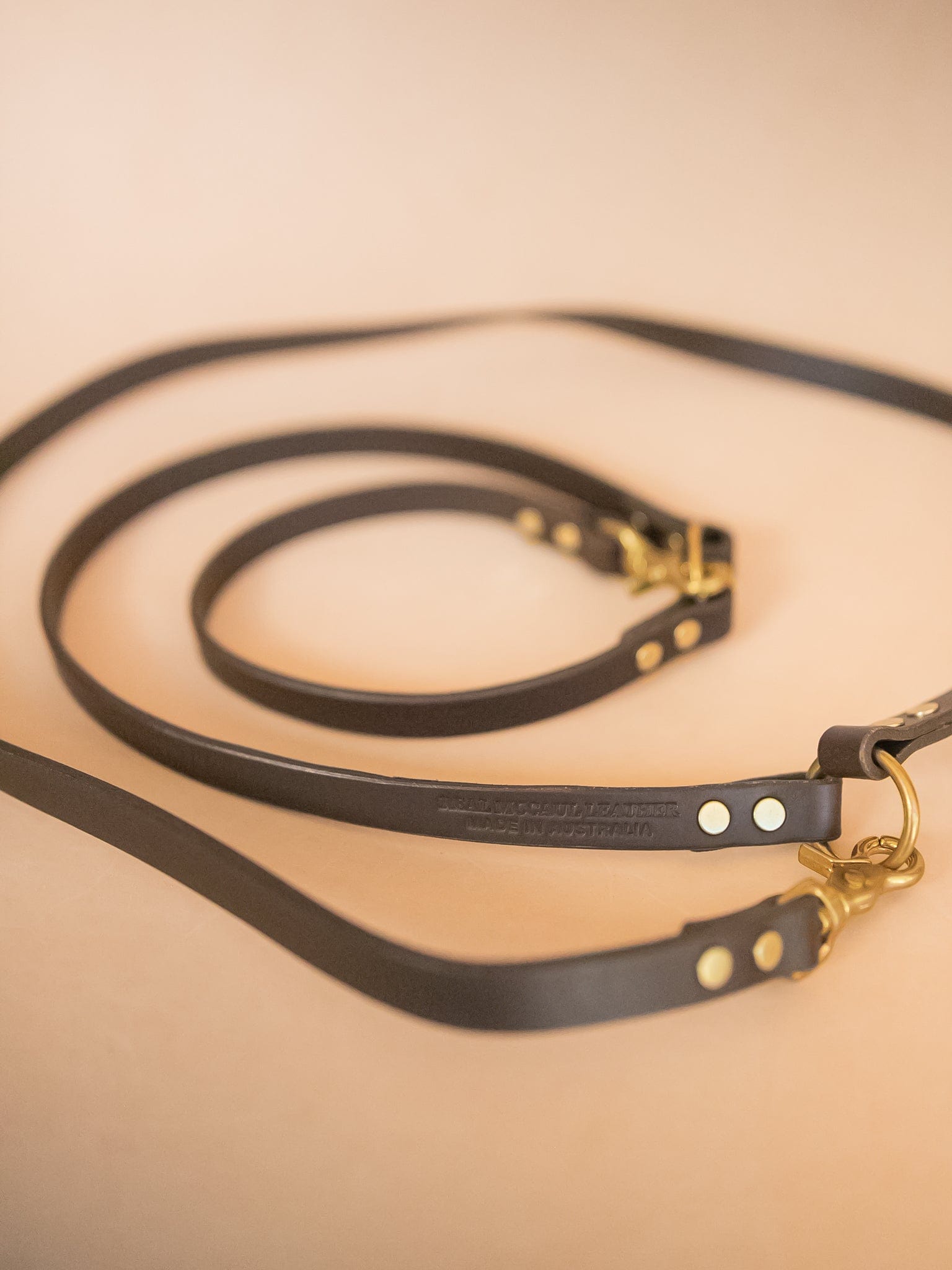 The Real McCaul Leathergoods Pet Leashes Hands Free Long Crossbody Dog Leash - 20mm - Dark Brown Australian Made Australian Owned Leather Dog Lead or Leash - HandMade In Australia- Brass Fittings