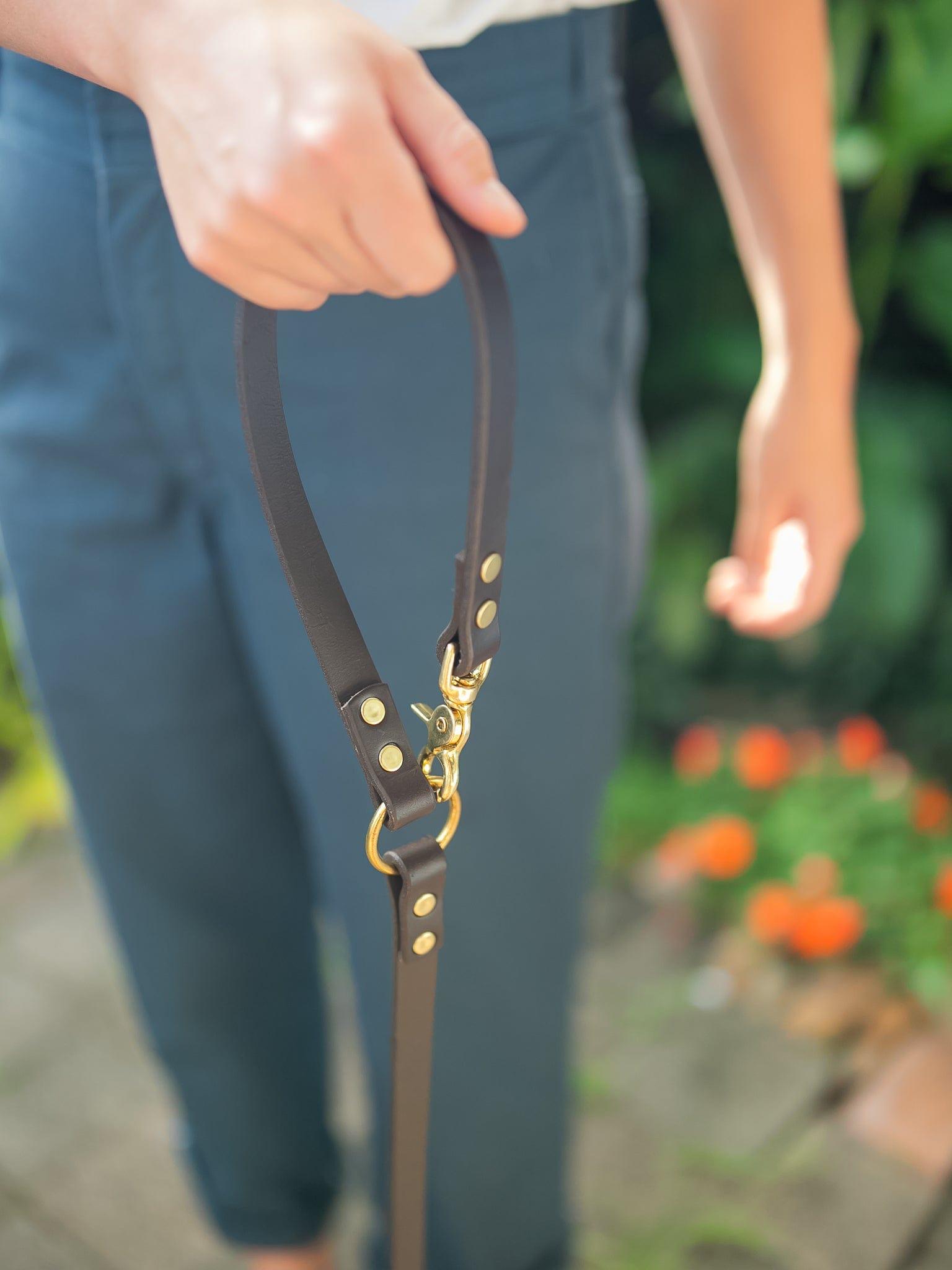 The Real McCaul Leathergoods Pet Leashes Hands Free Long Crossbody Dog Leash - 20mm - Dark Brown Australian Made Australian Owned Leather Dog Lead or Leash - HandMade In Australia- Brass Fittings