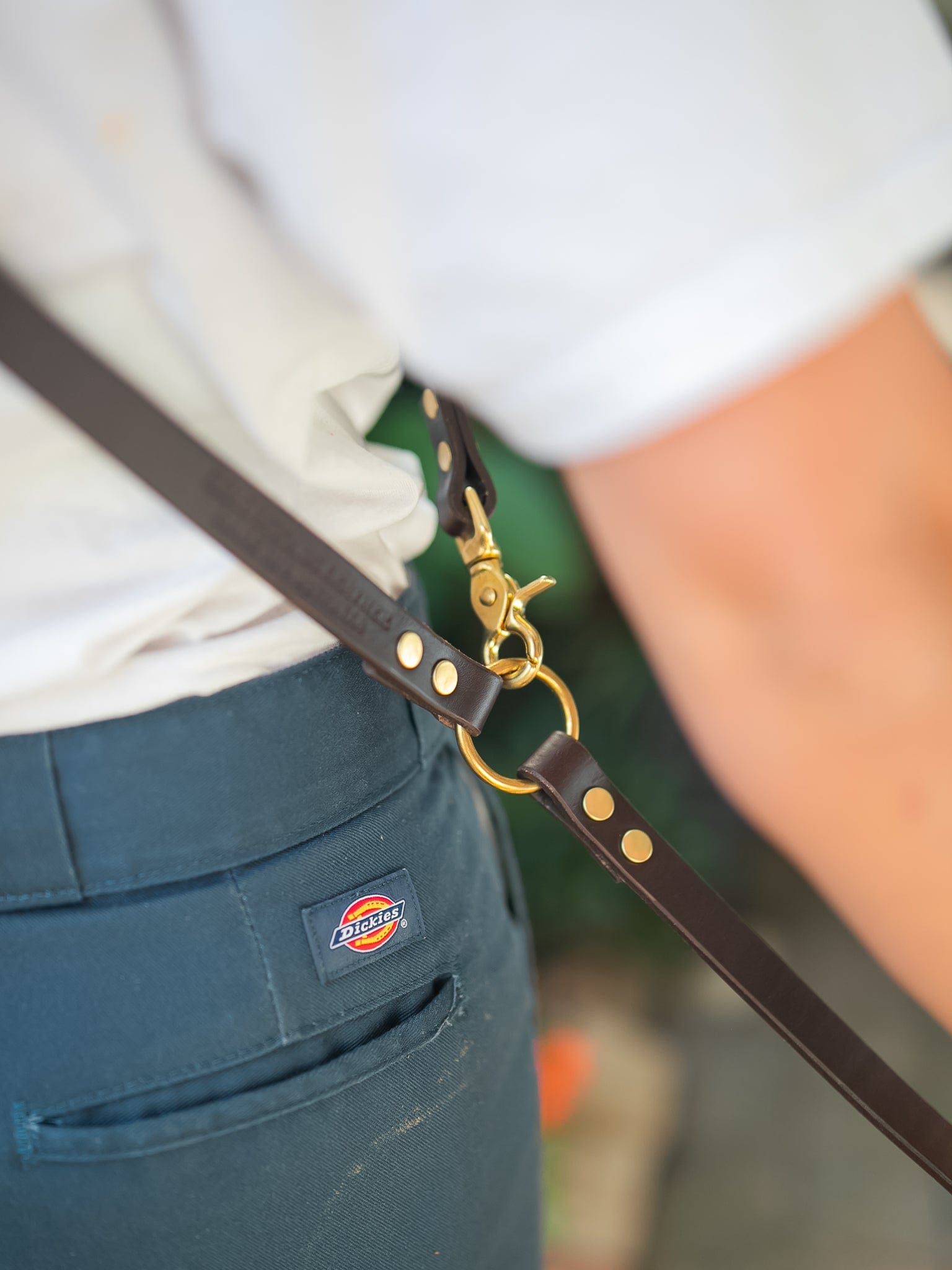 The Real McCaul Leathergoods Pet Leashes Hands Free Long Crossbody Dog Leash - 20mm - Dark Brown Australian Made Australian Owned Leather Dog Lead or Leash - HandMade In Australia- Brass Fittings