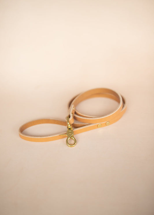 The Real McCaul Leathergoods Pet Leashes Narrow Dog Leash - Natural Australian Made Australian Owned Leather Dog Lead or Leash - HandMade In Australia- Brass Fittings