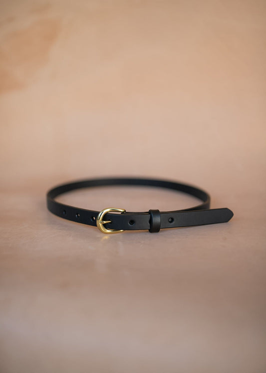 The Real McCaul Leathergoods Plain Narrow 20mm Belt - Black Australian Made Australian Owned Solid Leather Narrow Belt Made In Australia - 20mm  - Black