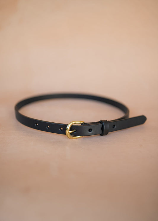 The Real McCaul Leathergoods Plain Narrow 20mm Belt - Black Australian Made Australian Owned Solid Leather Narrow Belt Made In Australia - 20mm  - Black