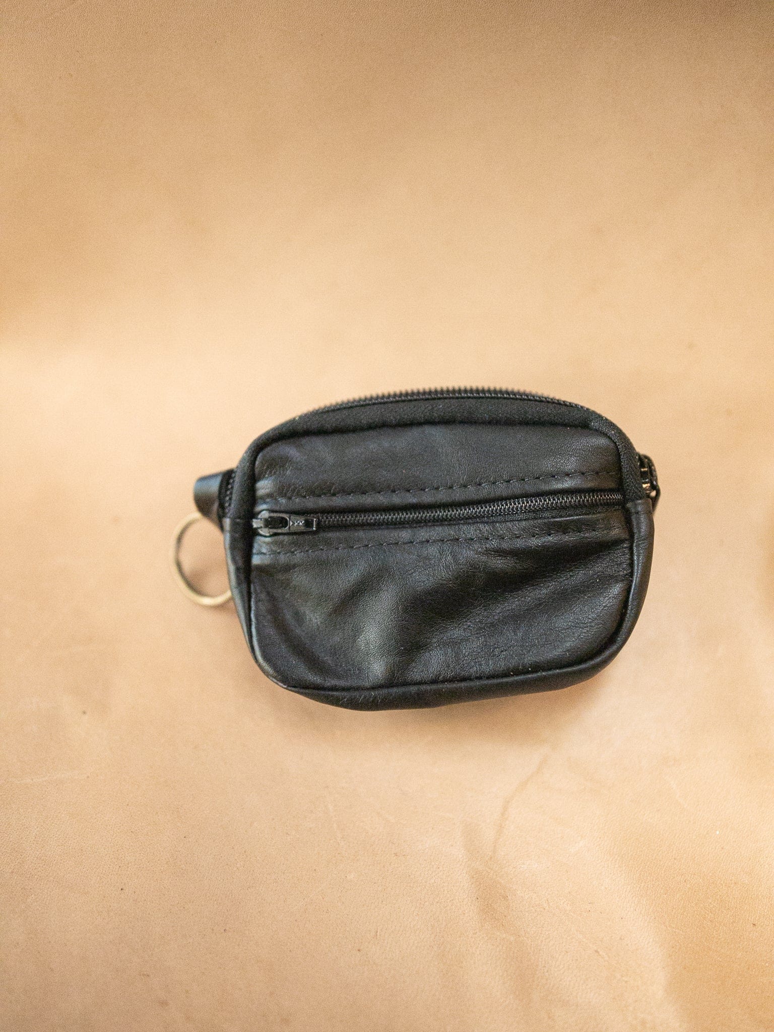 The Real McCaul Leathergoods Purses Black Two Zip Key Belt Pouch - Kangaroo Australian Made Australian Owned Double Zip Leather Key Belt Purse Made In Australia