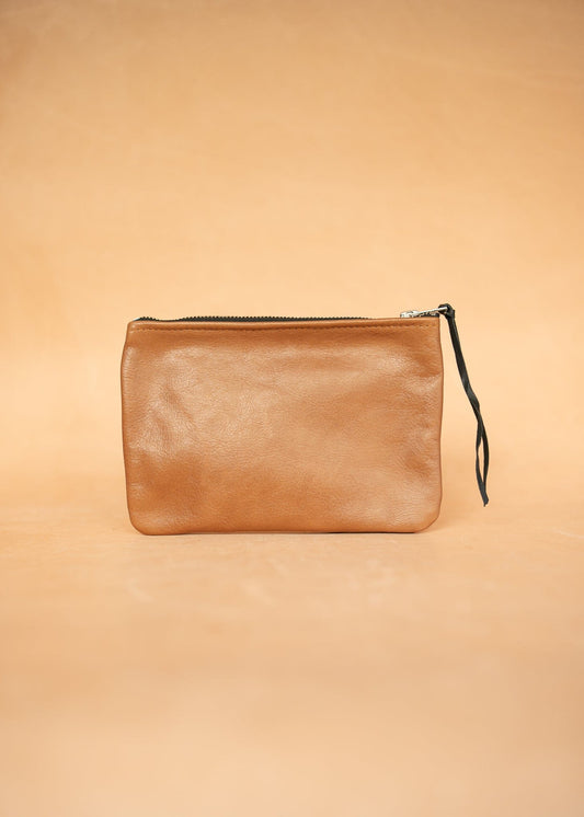 The Real McCaul Leathergoods Purses Clementine Clutch - Cowhide - Tan Australian Made Australian Owned Clementine Leather Clutch- Made In Australia YKK Zips