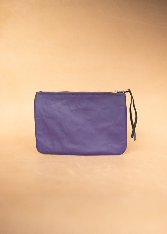 The Real McCaul Leathergoods Purses Clementine Clutch - Kangaroo - Purple Australian Made Australian Owned Clementine Leather Clutch- Made In Australia YKK Zips