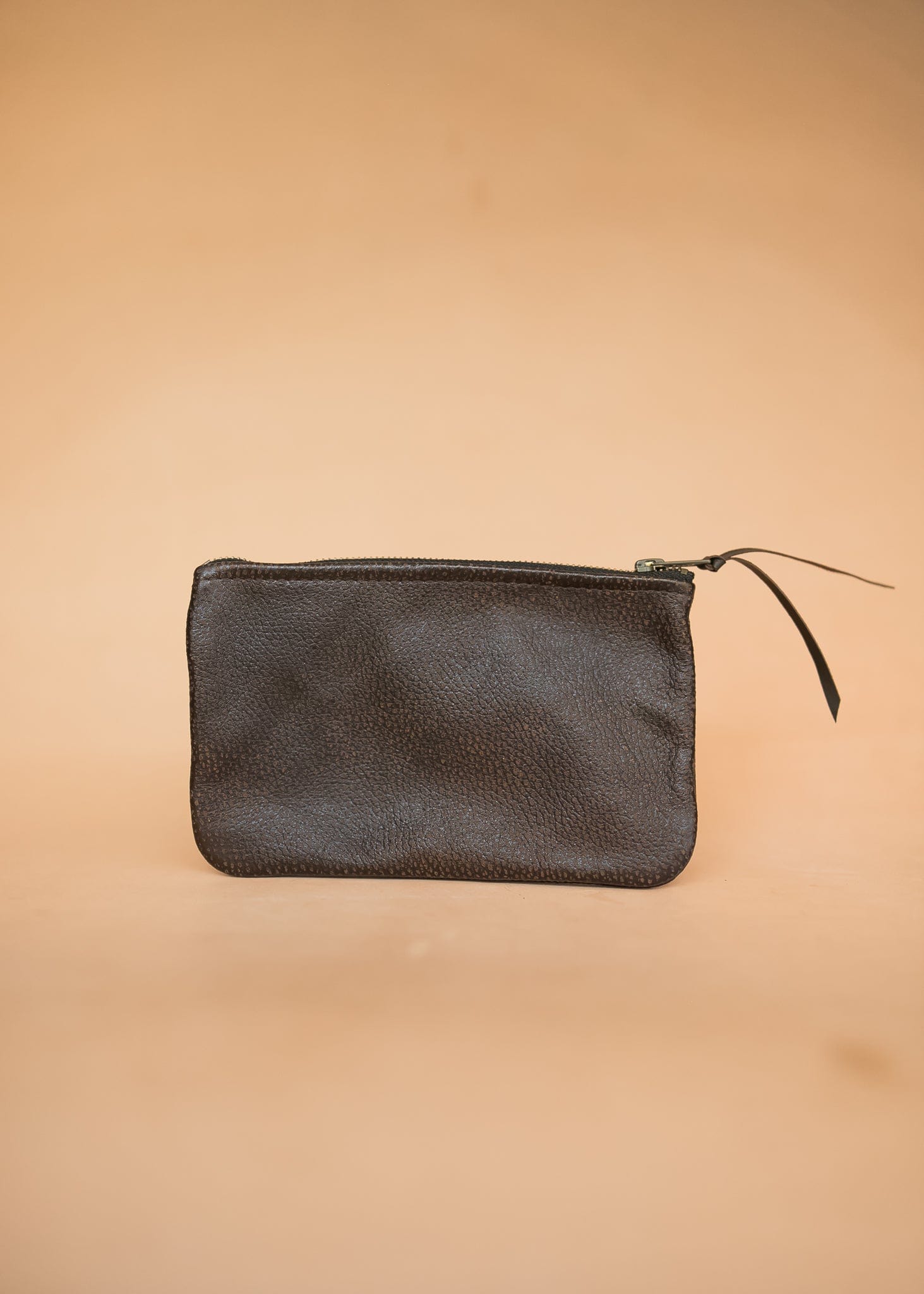 The Real McCaul Leathergoods Purses Mottle Brown / Antique Brass Clementine Clutch - Cowhide Australian Made Australian Owned Clementine Leather Clutch- Made In Australia YKK Zips